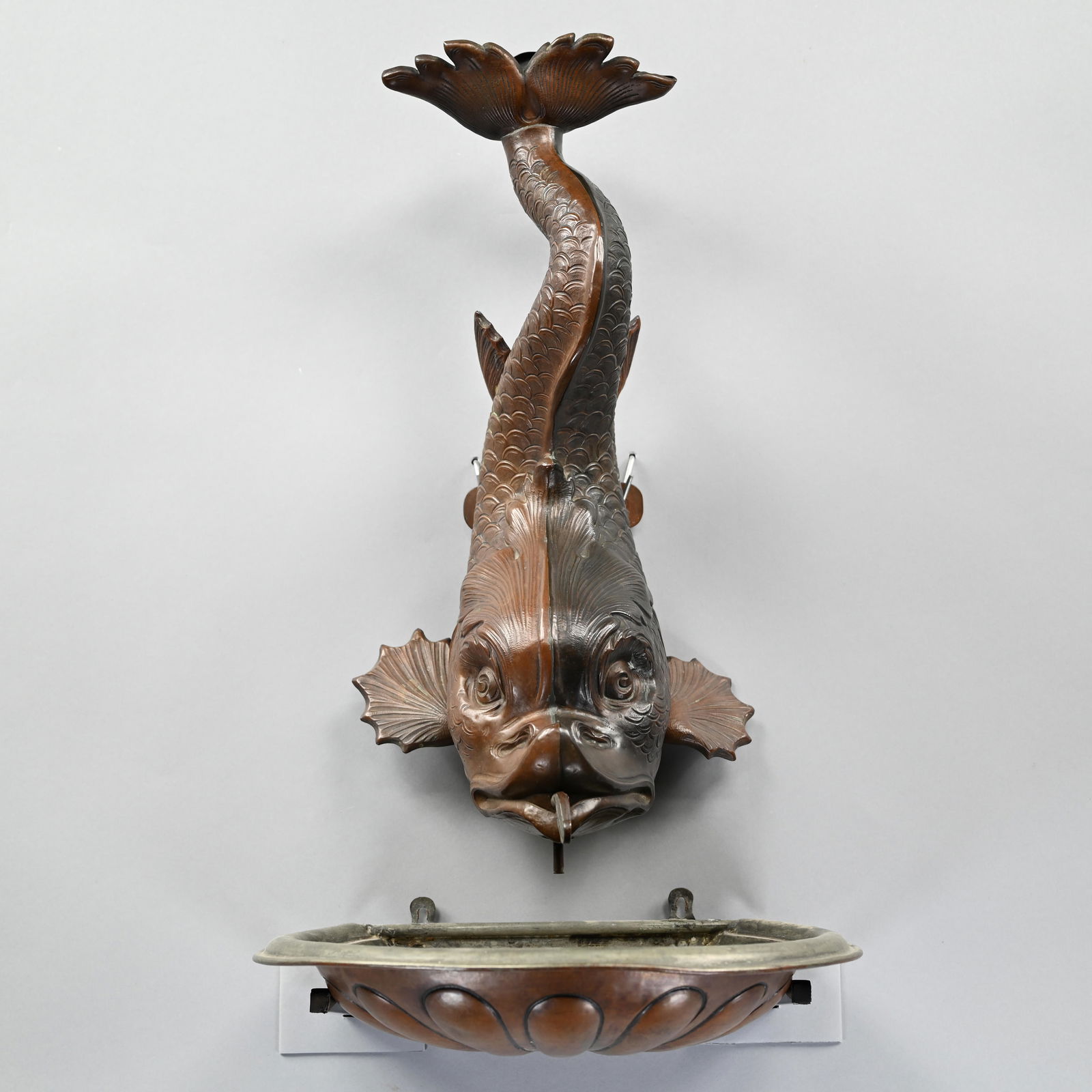 Copper Figural Dolphin Lavebo and a Bronze Sundial (1 of 10)