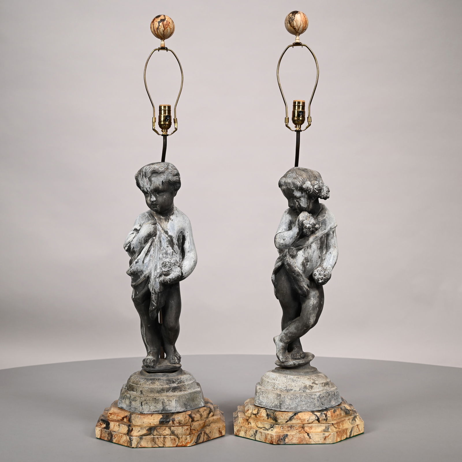 Pair of Cast Zinc Figural Garden Ornaments, Lamps (1 of 8)