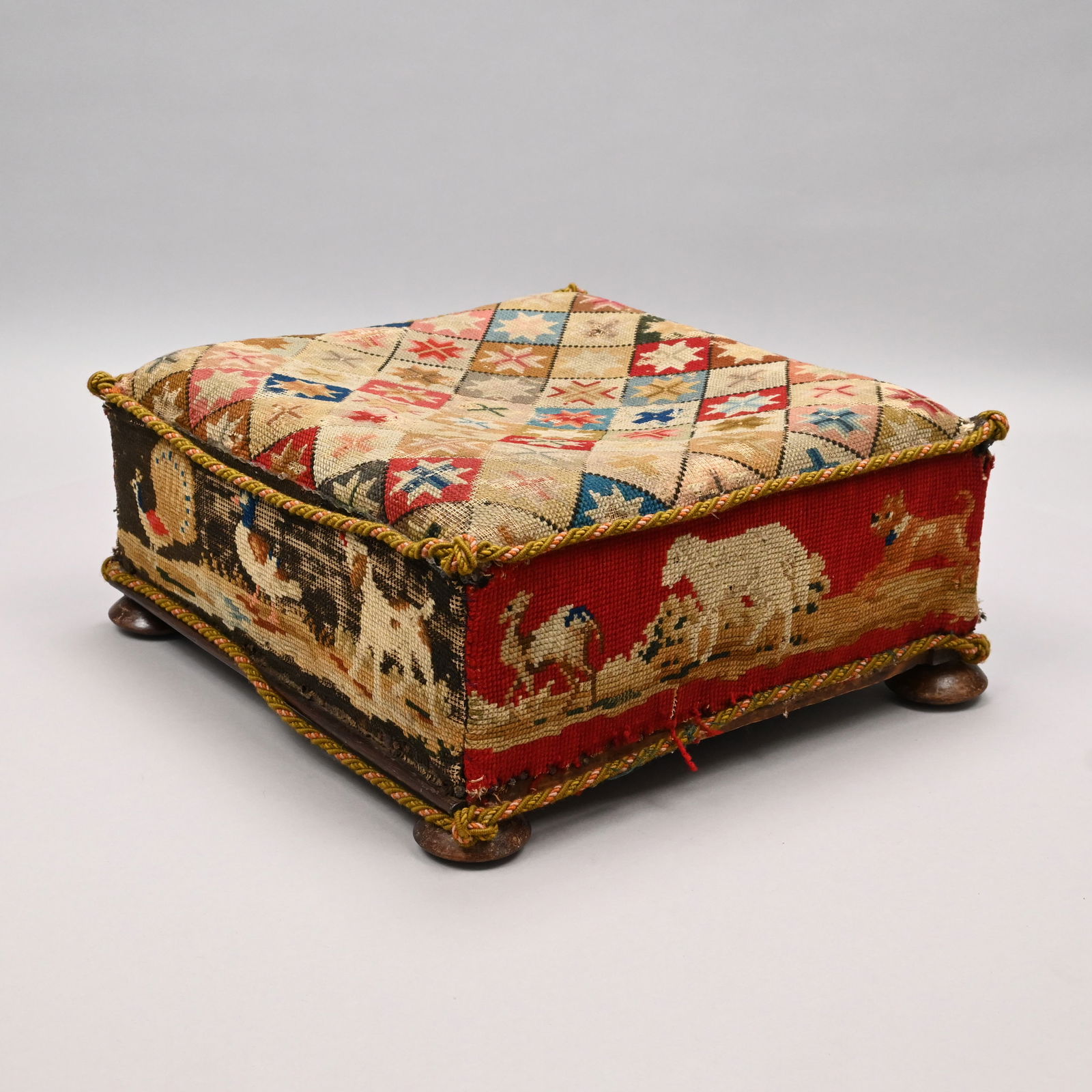 English Berlinwork Walnut Foot Stool (1 of 6)