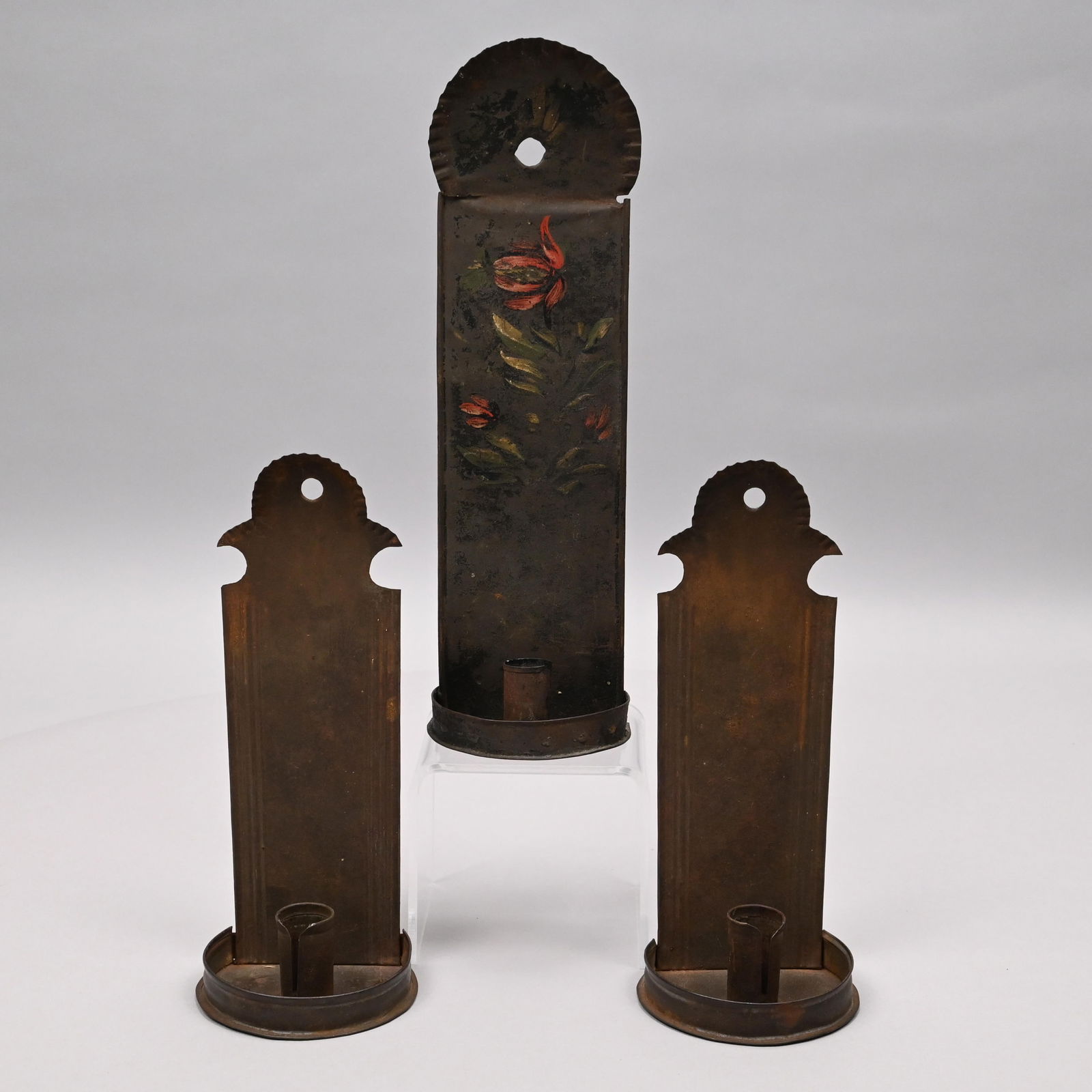 Pair of Early American Tin Sconces &Single Example (1 of 9)