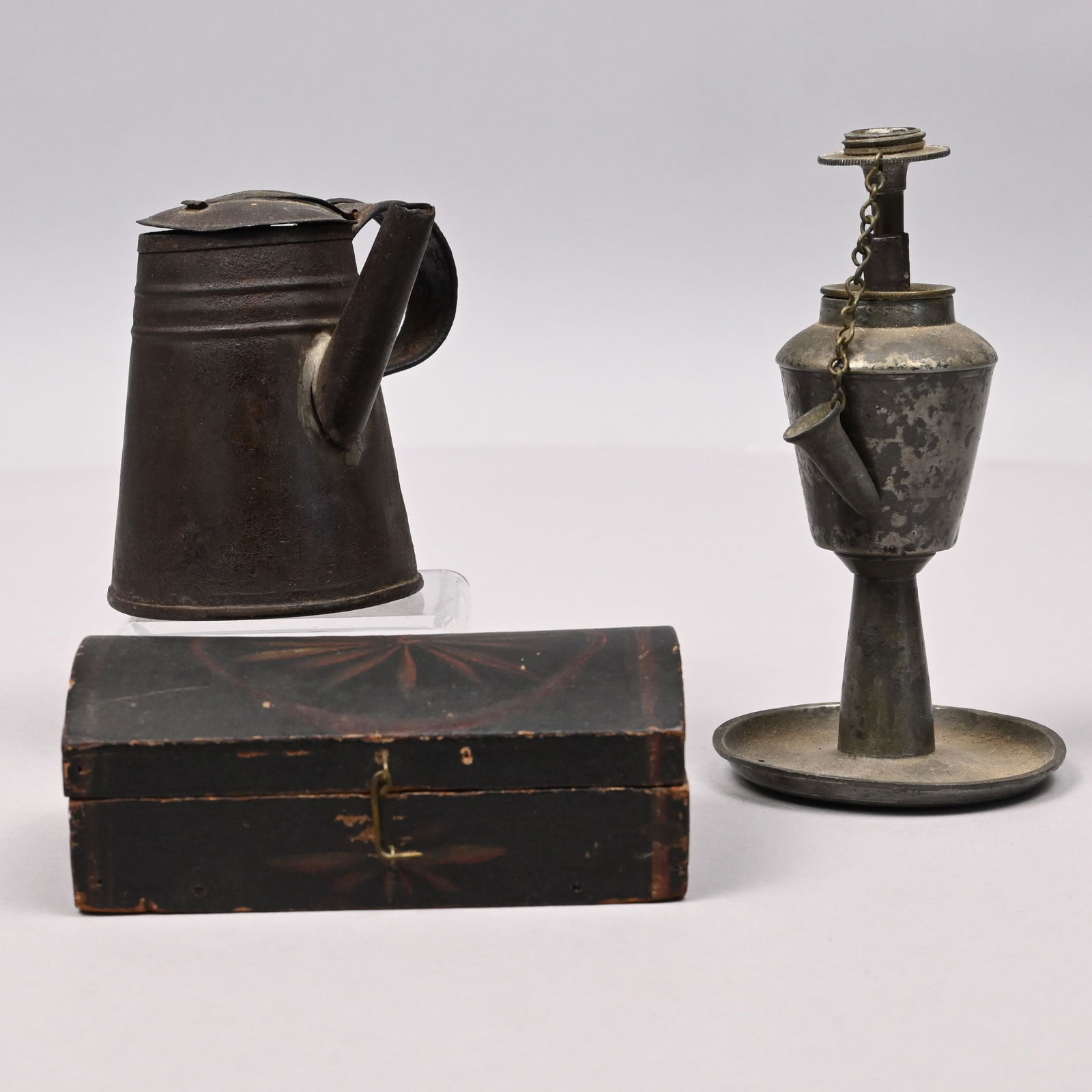Three Paint-Decorated,Tin & Pewter Miniature Wares (1 of 13)