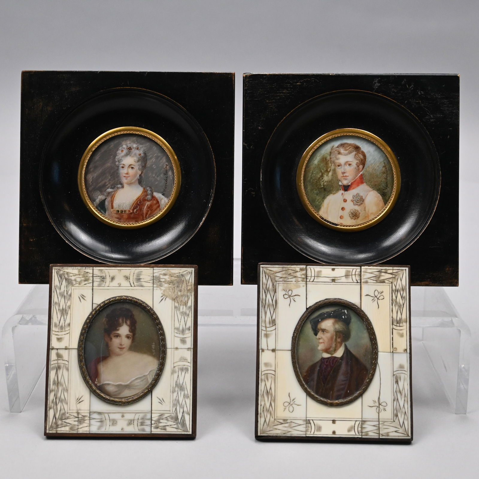 2 Pair Continental Grand Tour Portrait Miniatures (1 of 9)