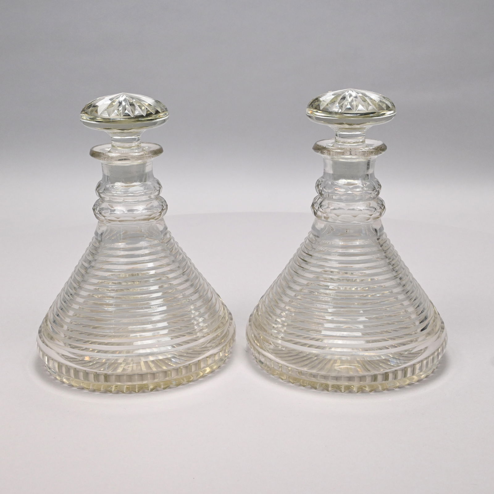 Pair English/ Anglo-Irish Cut-Glass Ship Decanters (1 of 5)