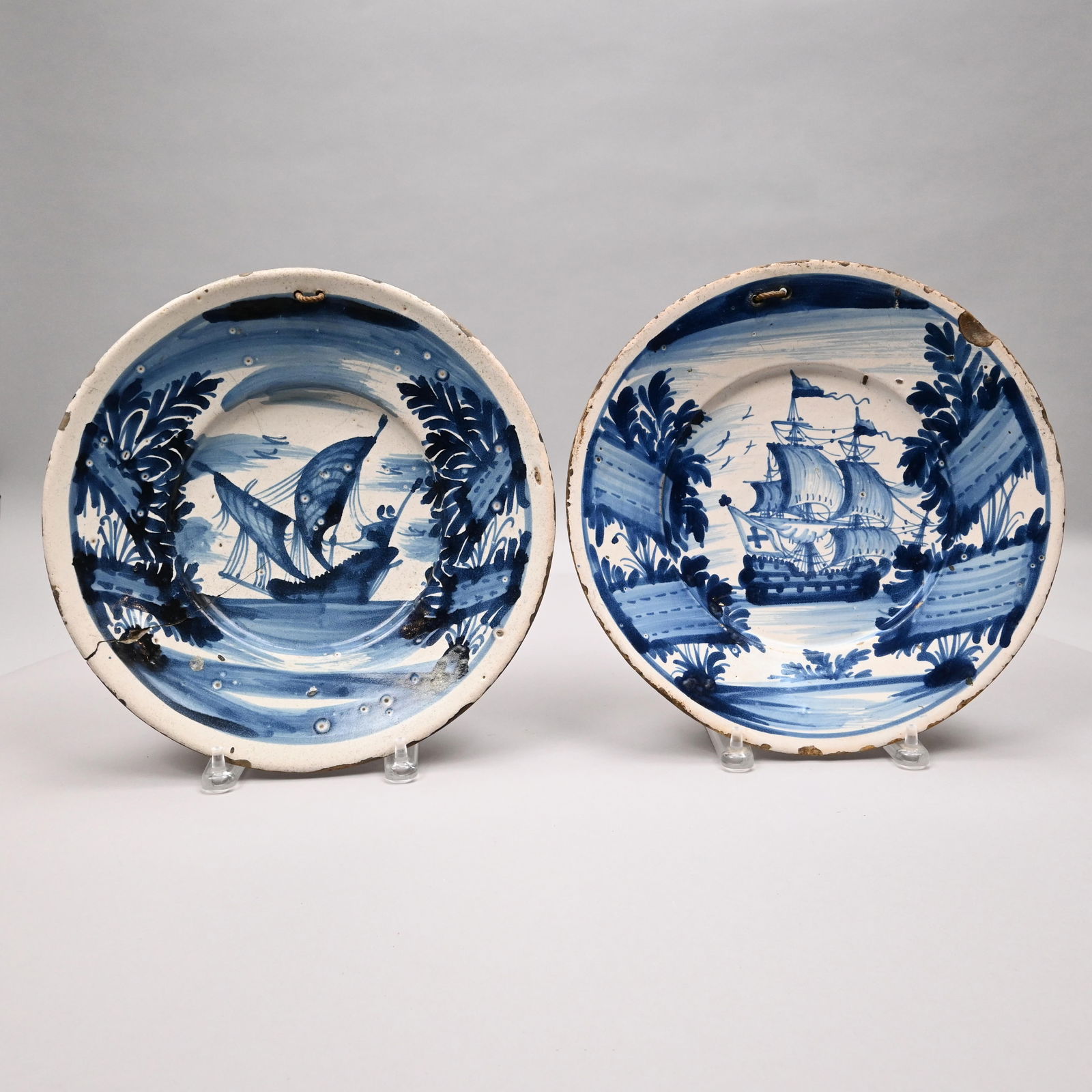 Pair Continental Faience Blue & White Deep Dishes (1 of 8)