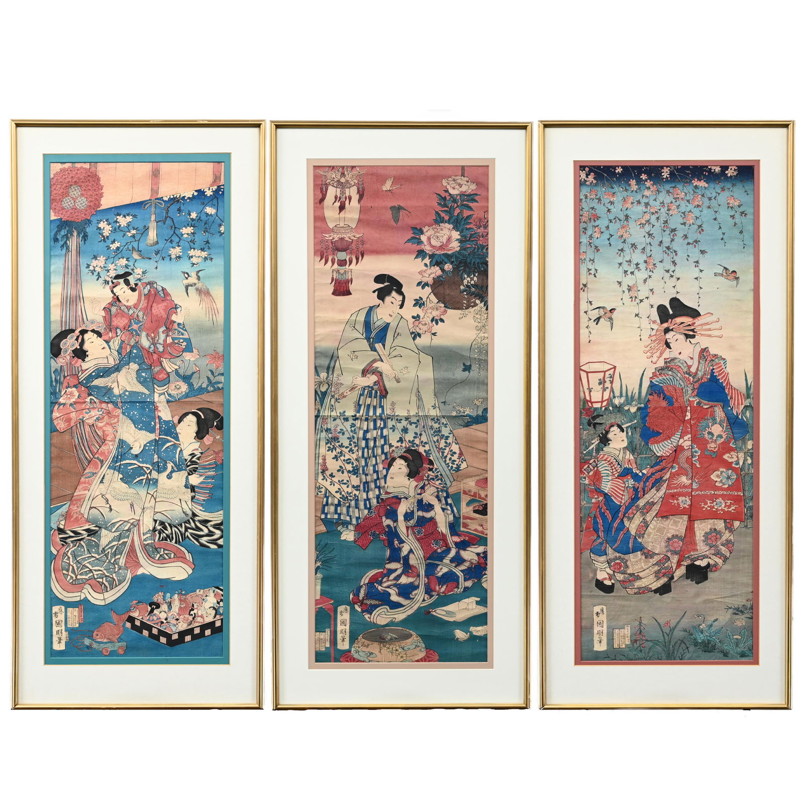 Three Large Japanese Kabuki Woodblock Prints (1 of 11)