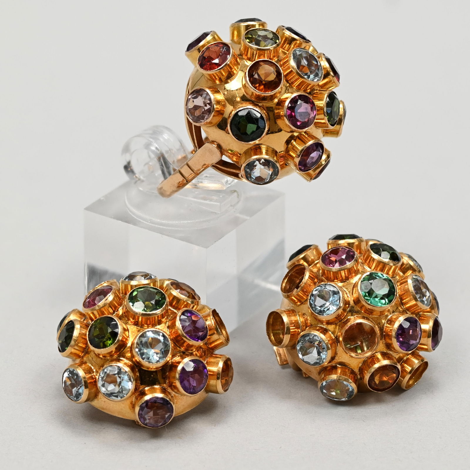 14K Yellow Gold Gem-Set Ring and Matching Earrings (1 of 12)