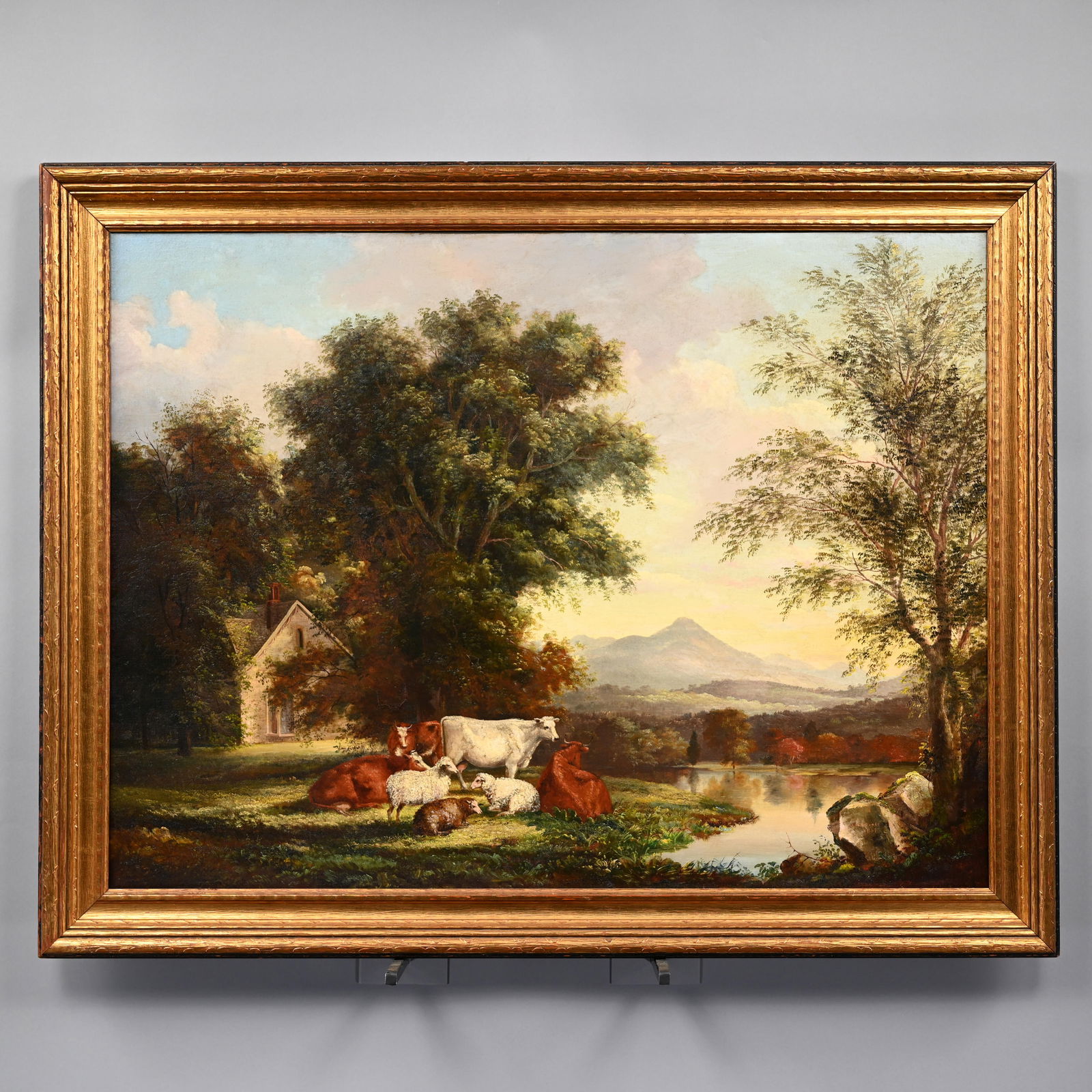 J.W.A.Scott-Mountain View, Likely Mt. Chocorua, NH: John White Allen Scott (America, New Hampshire, 1815-1907). Mountain View, Likely Depicting Mt. Chocorua, New Hampshire, 1857. Oil on canvas, signed "J.W.A. Scott/ 1857" lower right, (30 x 40 inches).