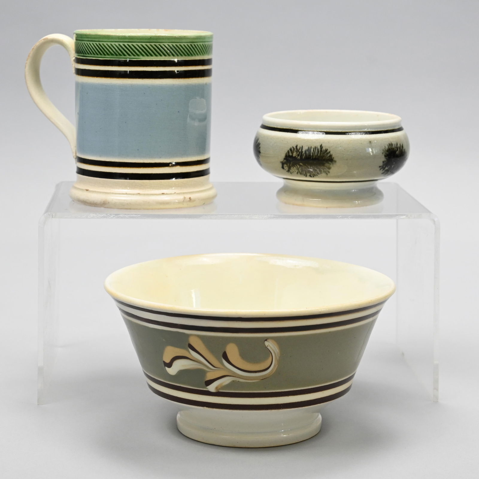 Three English MochawareSlip & Dendritic-Decorated (1 of 14)