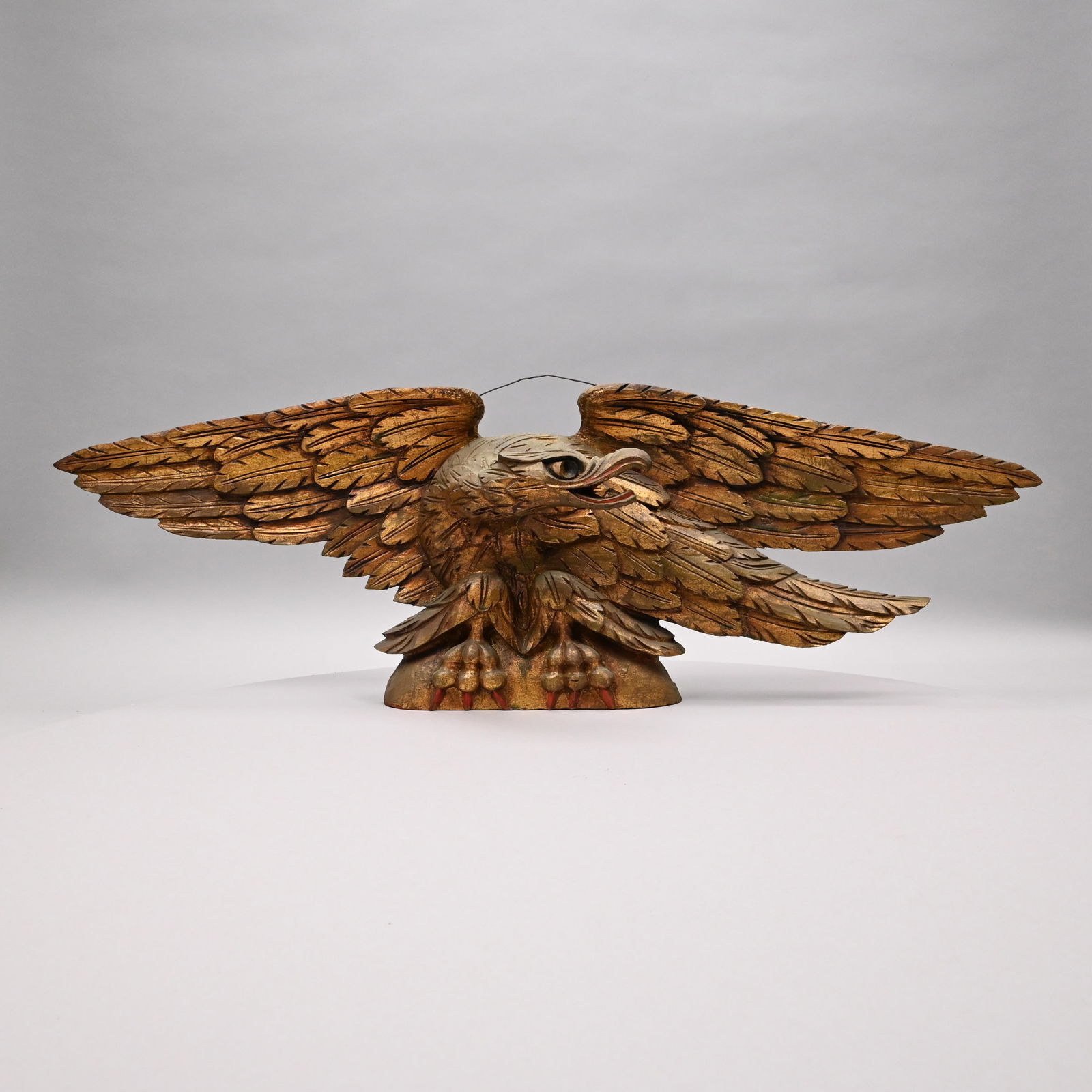 Carved Pine Painted and Gilt Eagle Plaque (1 of 4)