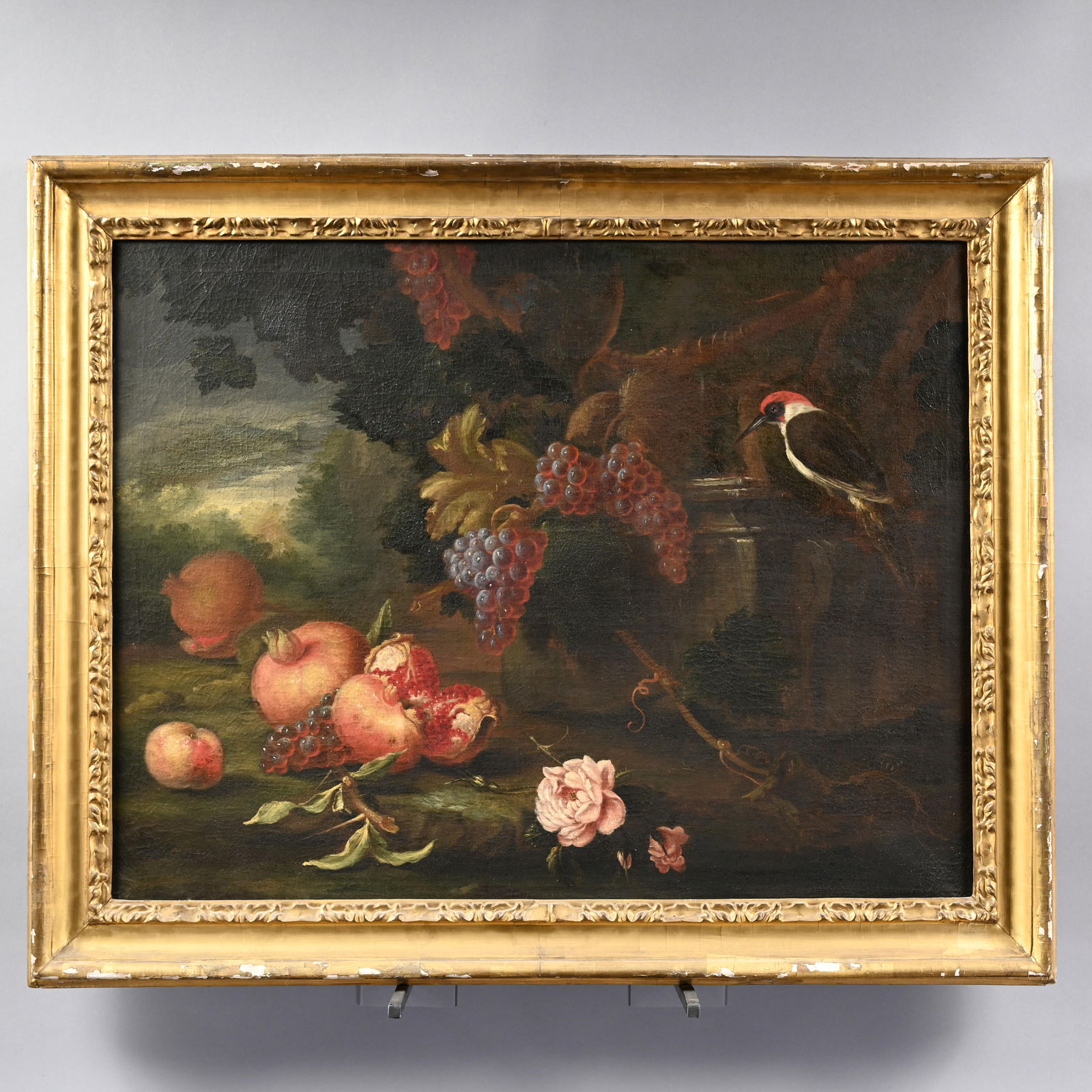 Dutch School - Still Life with Fruit, Rose & Bird (1 of 12)