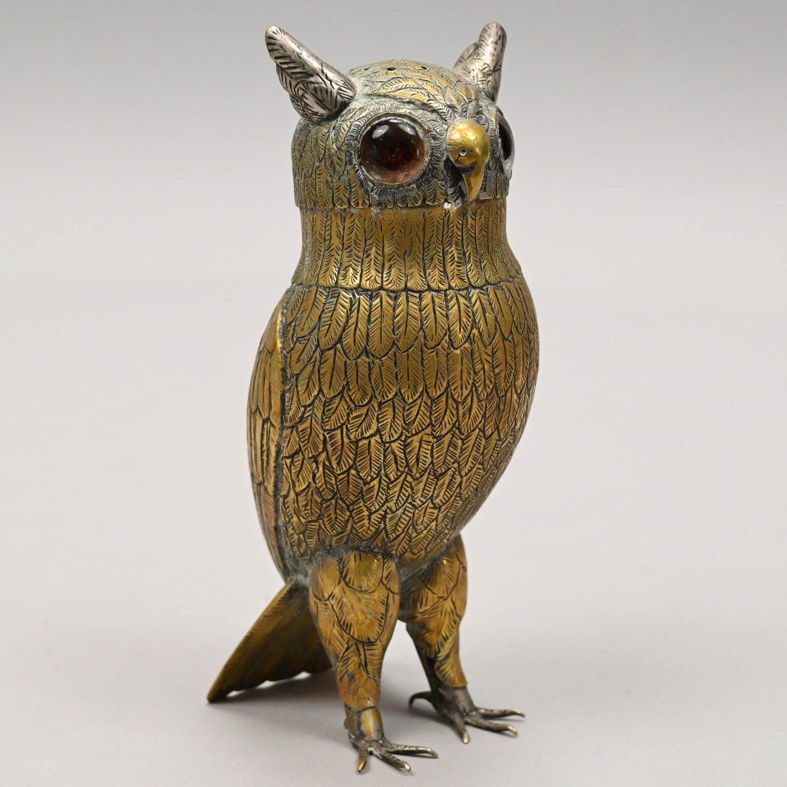 German Silver-Gilt Owl Sugar Caster, Hanau (1 of 8)