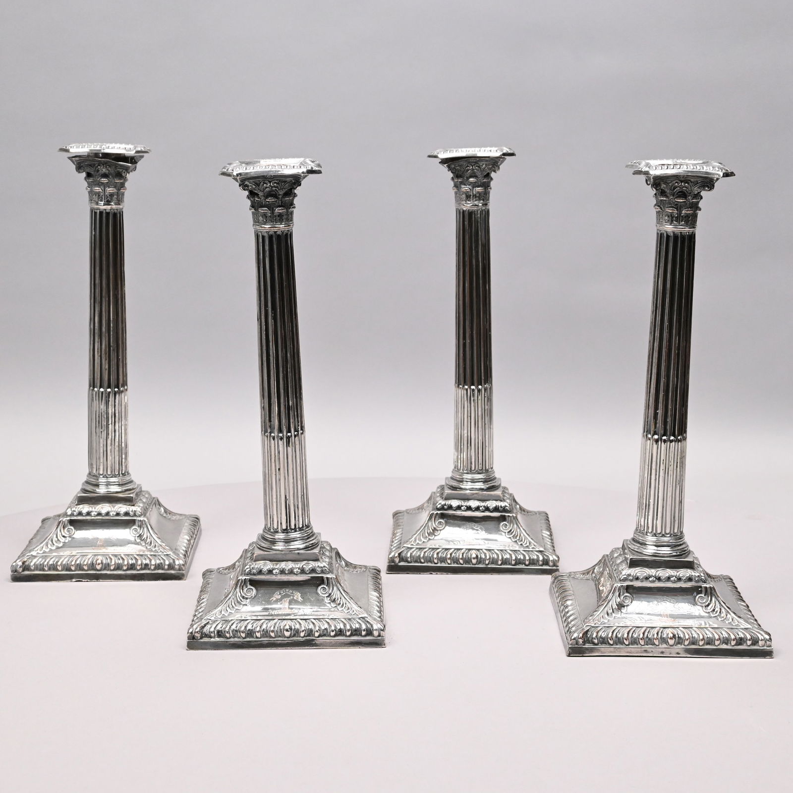 Set Four George III Sheffield Plate Candlesticks (1 of 12)