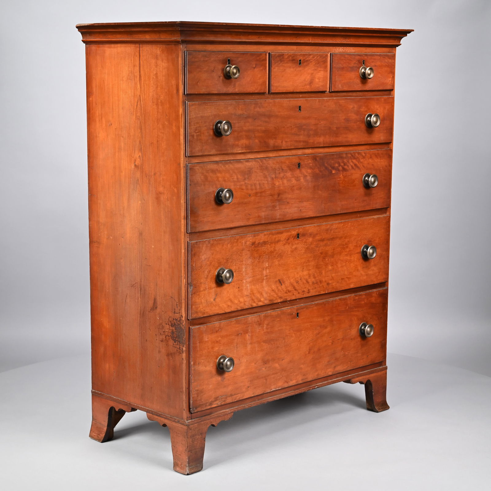 Hepplewhite Maple Tall Chest of Drawers (1 of 12)