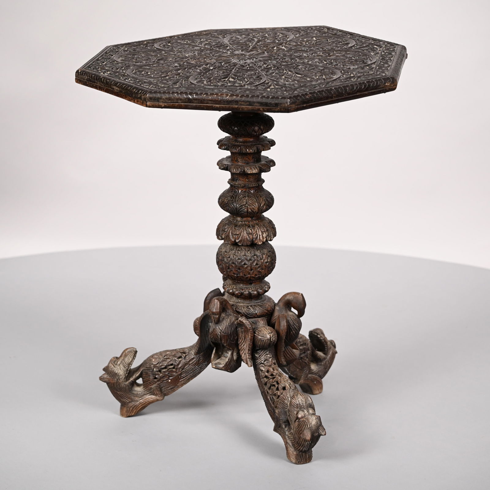 Anglo-Indian Carved Hardwood Side Table (1 of 14)