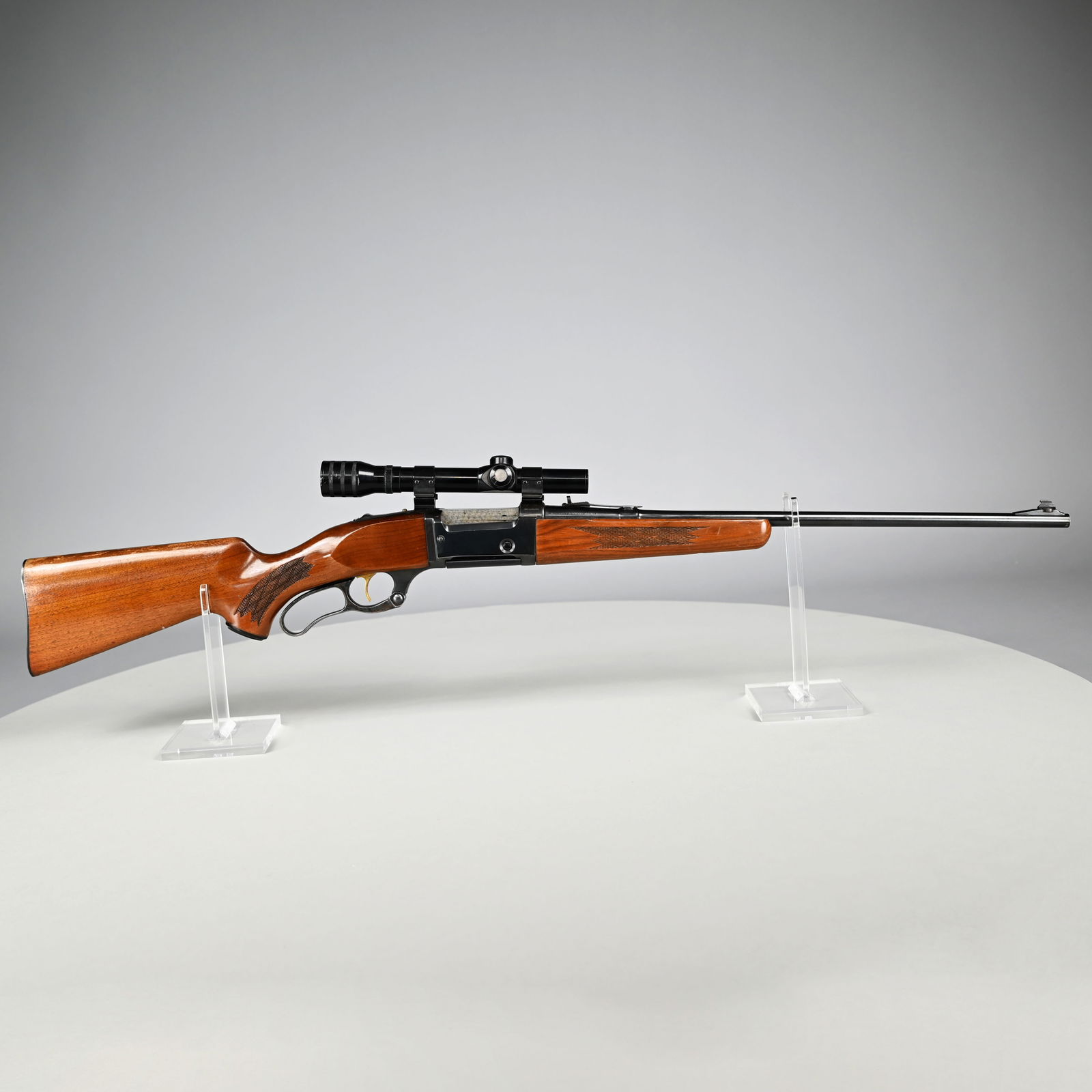 Savage Model 99C, Lever Action .308 Win., 1968: Savage Model 99C, Lever Action .308 Win., Manufactured 1968. Serial #1184052, the receiver stamped with inspector/date code "42V," the 22-inch barrel with ramp-mounted bead front sight and open doveta