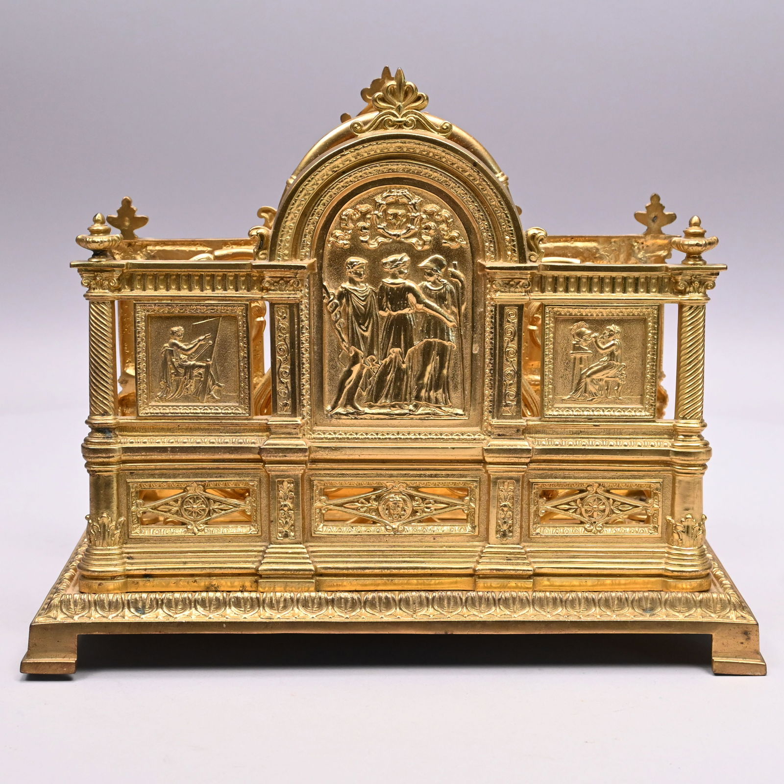 Neoclassical Cast Gilt-Brass Letter Rack or Holder (1 of 6)