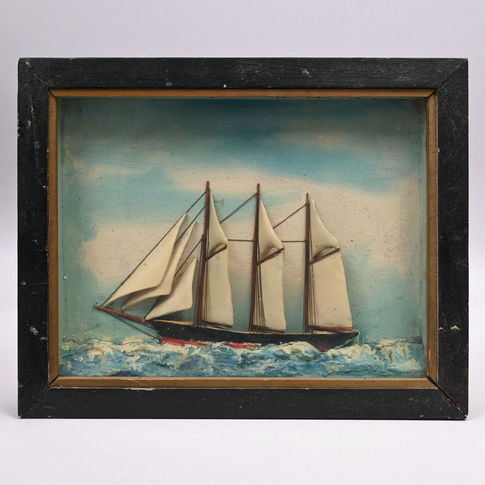 Carved and Painted Wood Ship Diorama (1 of 5)