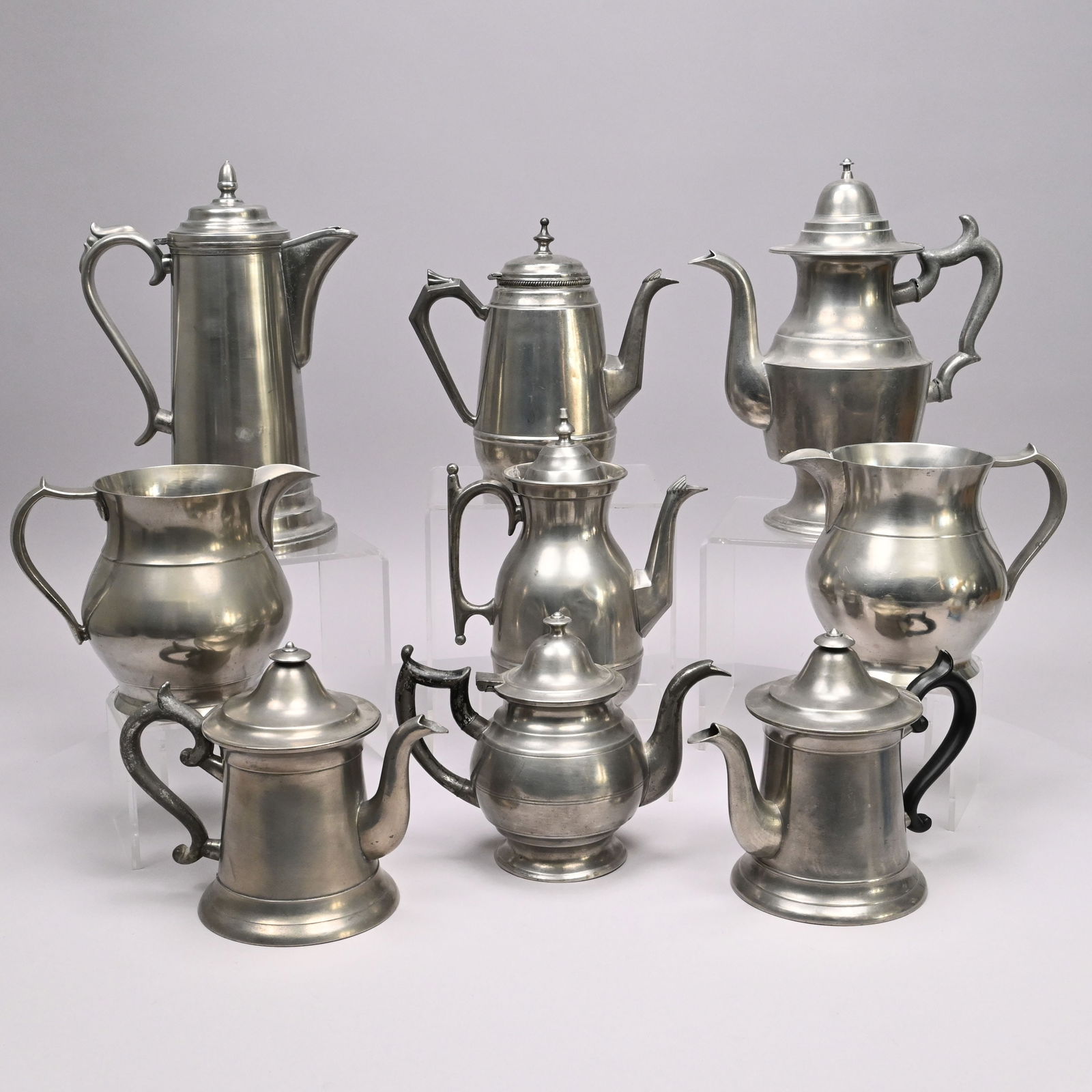 Nine Maine Pewter Tea, Coffee and Tablewares (1 of 16)