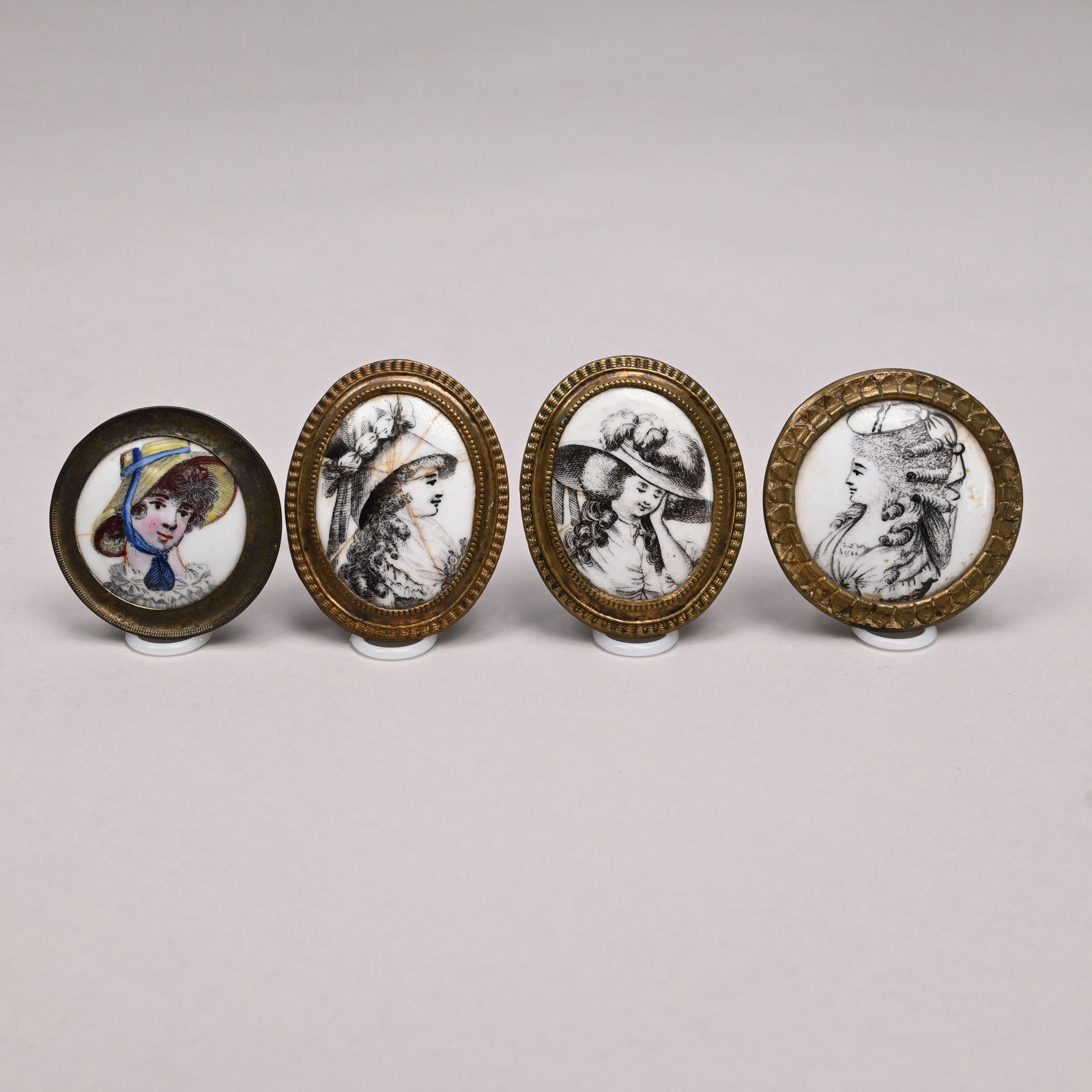 Four S. Staffordshire, Battersea Enamel Tie Backs (1 of 6)