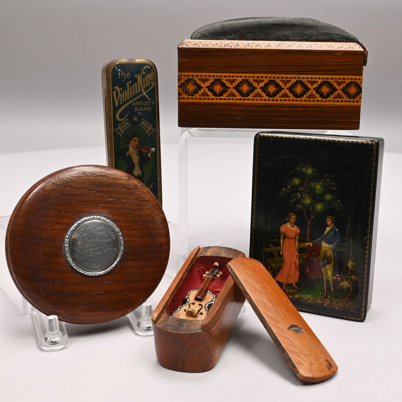 Four Continental & English Boxes & a Sewing Box (1 of 16)