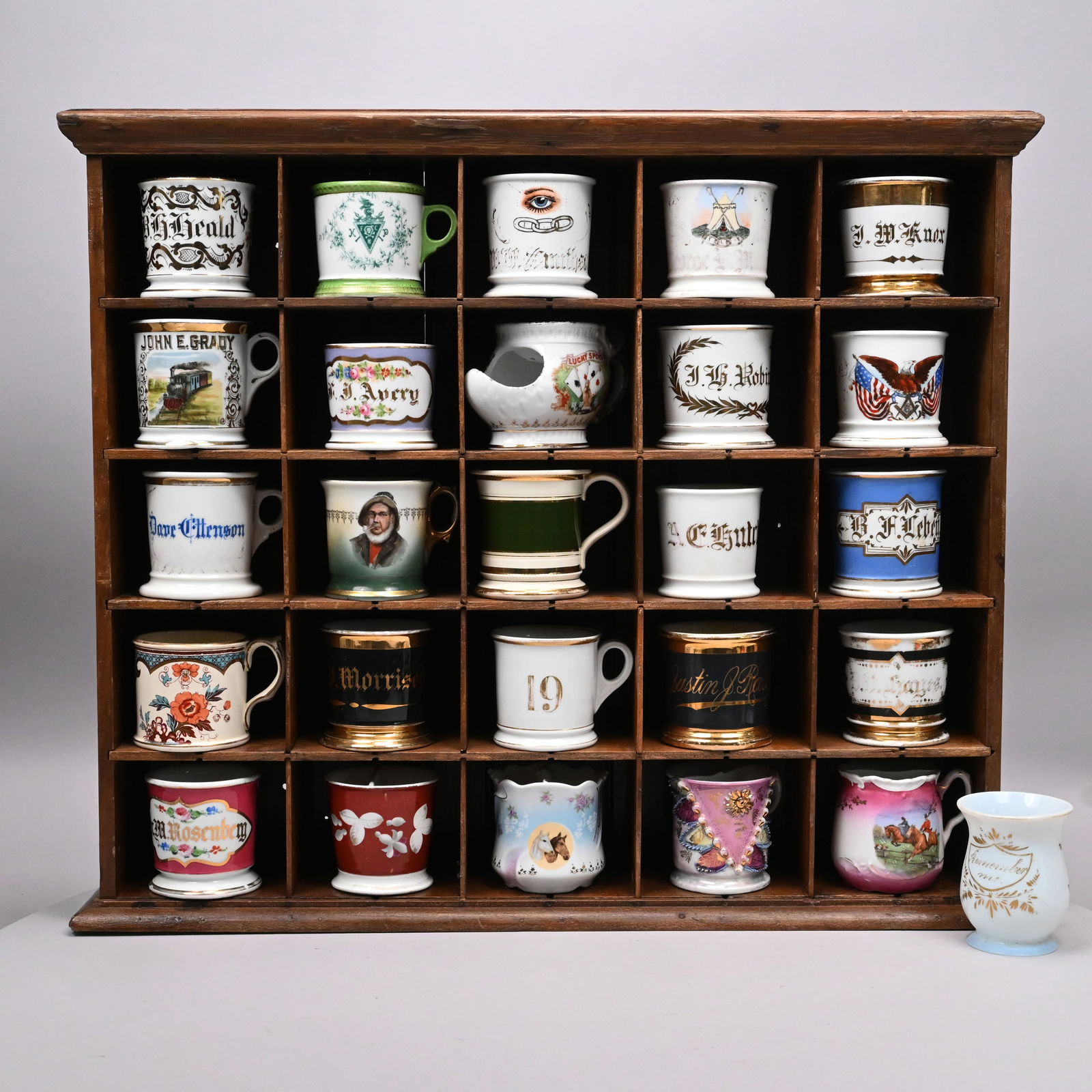 Twenty-Five Occupational Mugs and a Pine Cupboard (1 of 12)