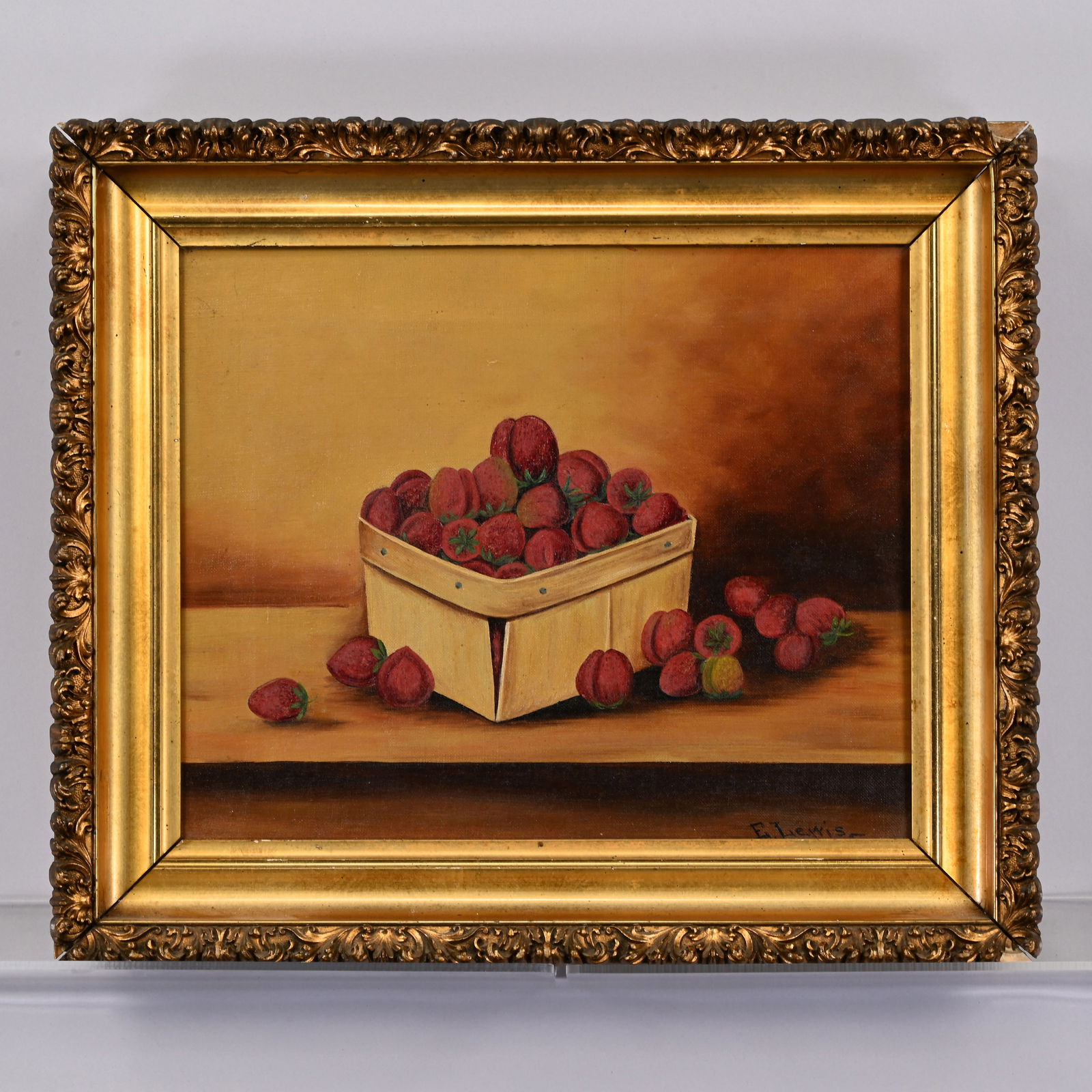 E. Lewis - Still Life, Basket of Strawberries (1 of 3)
