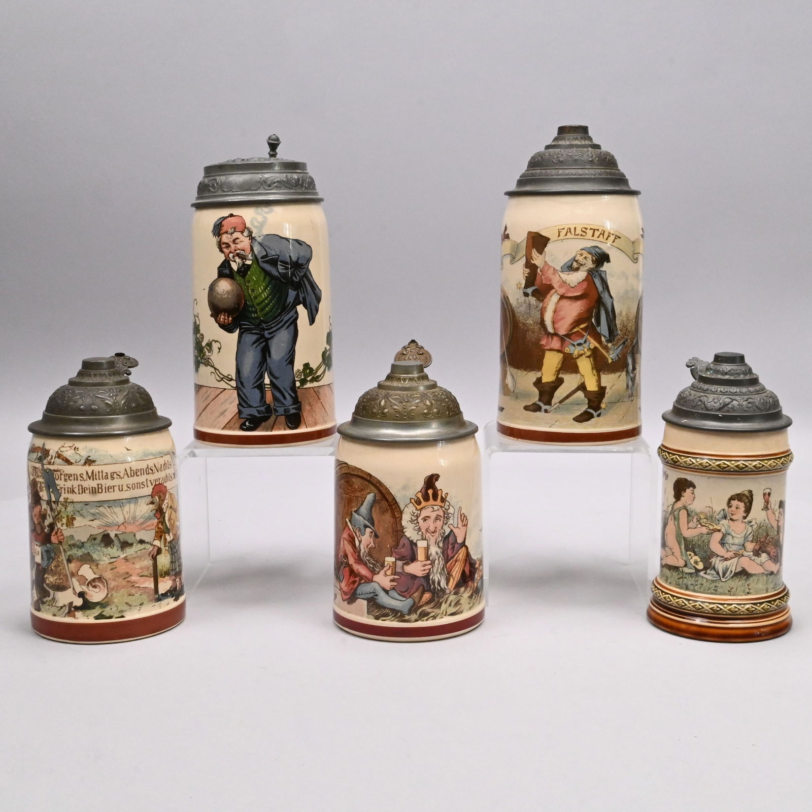 Five Villeroy & Boch Mettlach Pottery Steins (1 of 14)