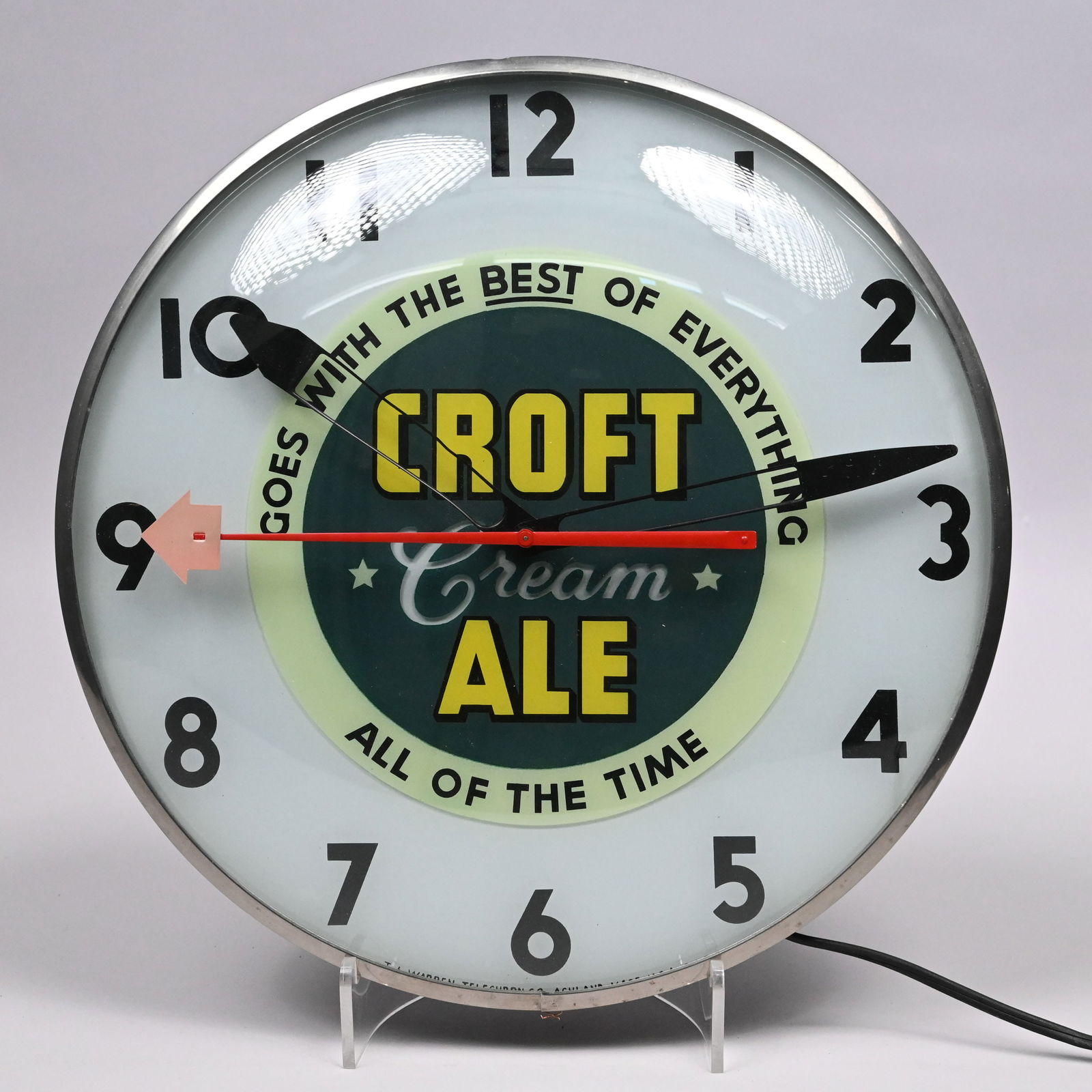 Croft Cream Ale Lighted Advertising Clock, Boston (1 of 6)