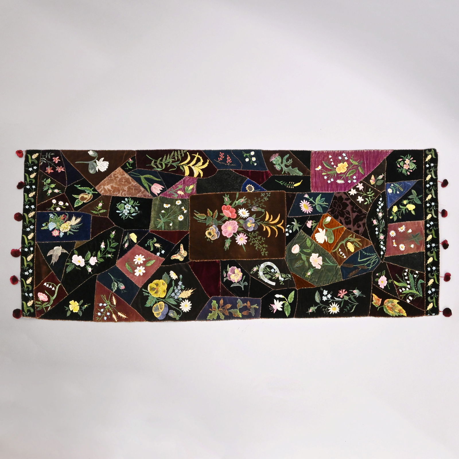 Fine American or Victorian Velvet Patchwork Runner (1 of 9)