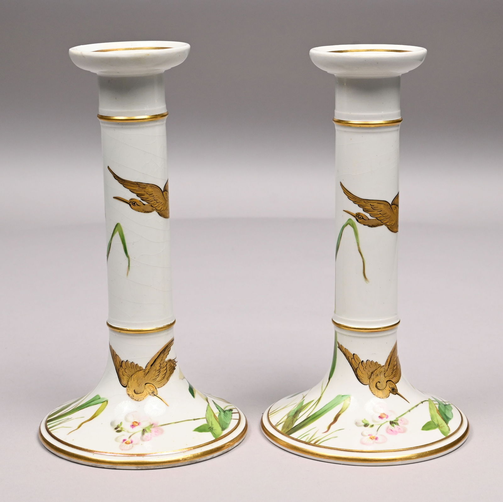 Pair Minton Porcelain Aesthetic Mvmt. Candlesticks (1 of 7)