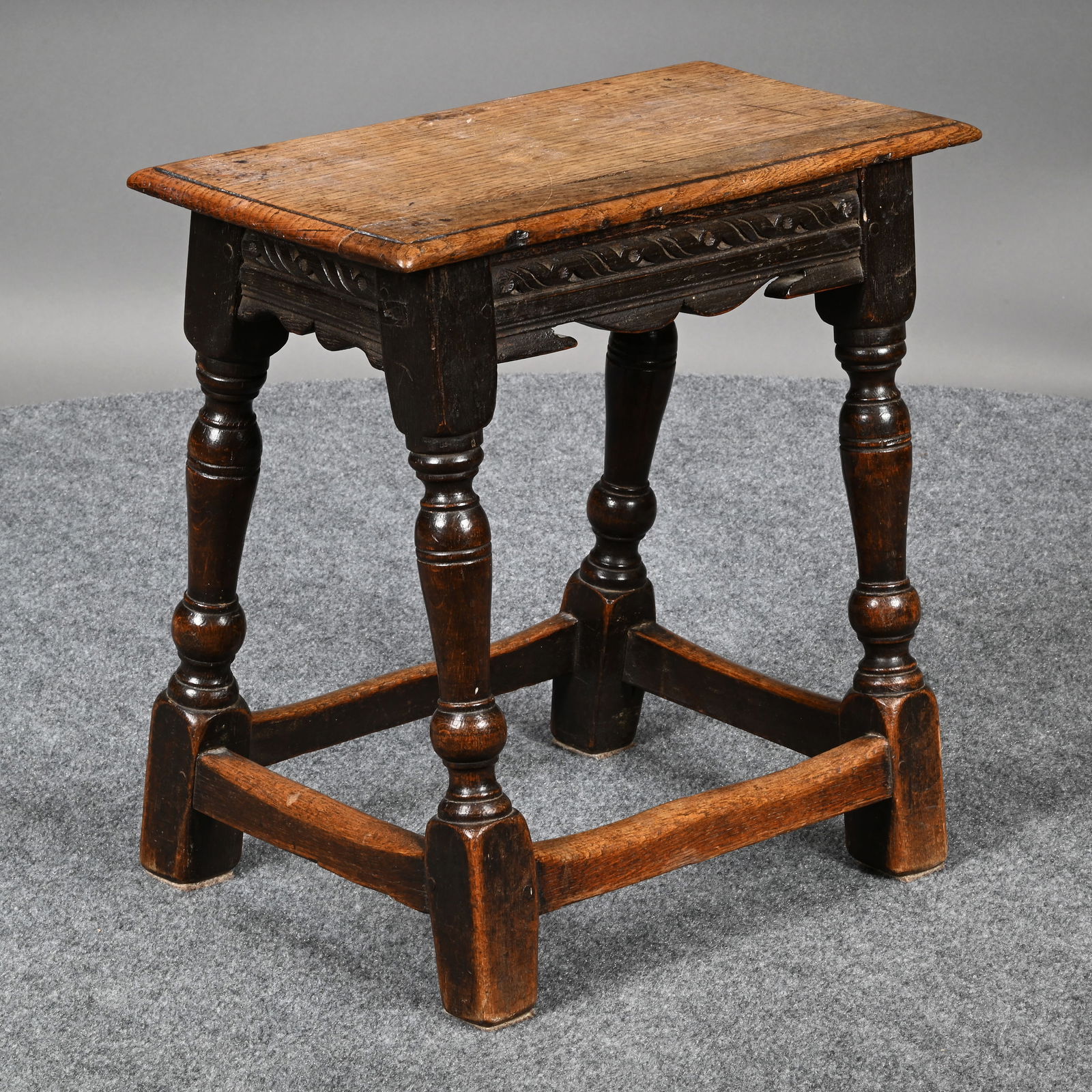 William and Mary Carved Oak Joint Stool (1 of 10)