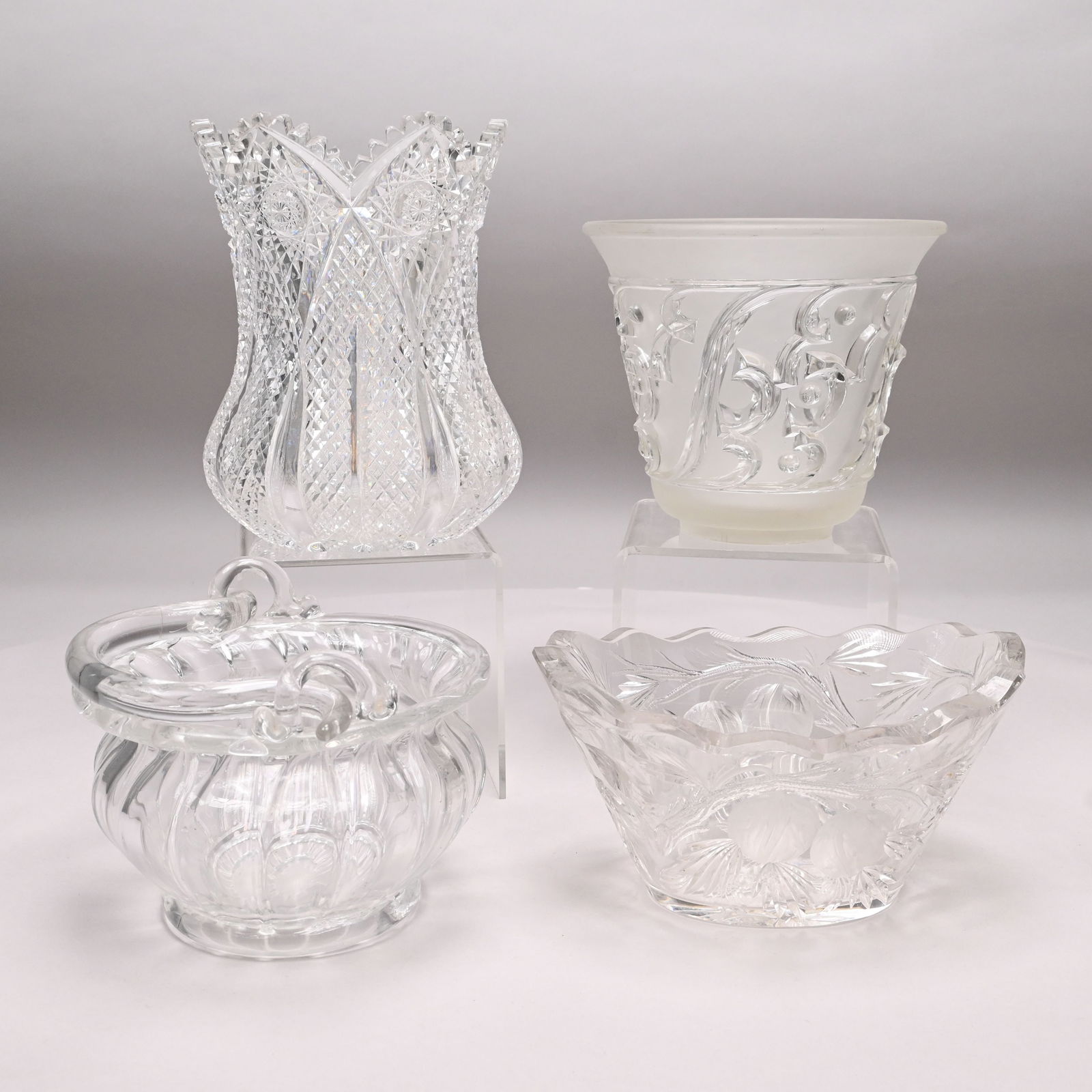 Four Cut and Molded Colorless Glass Vases (1 of 19)