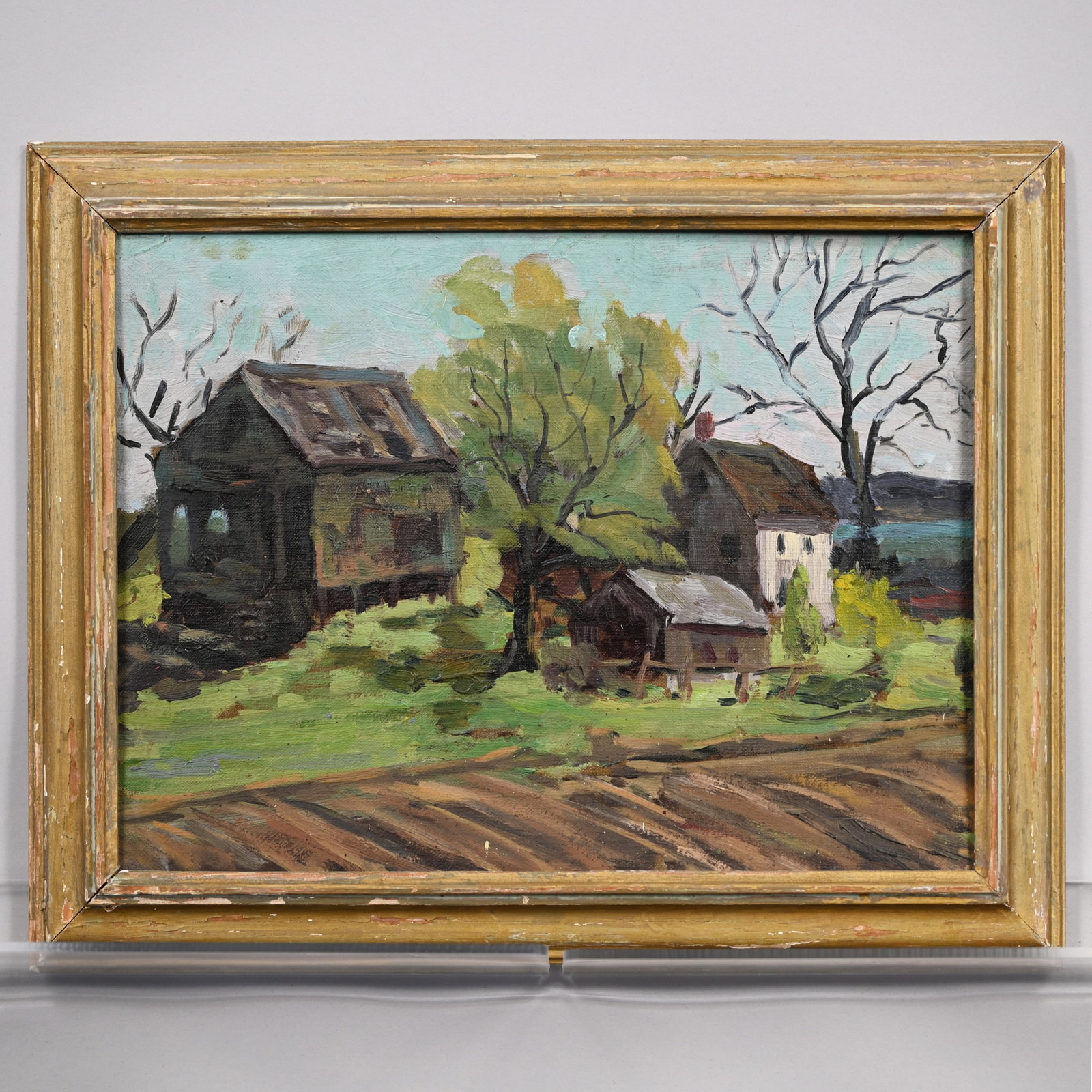 Giragos Der Garabedian - New England Homestead: Giragos Der Garabedian (Vermont, Massachusetts, Armenia, 1892-1980). New England Homestead. Oil on board, unsigned, (12 x 16 inches). Frame: H: 15.25 in., W: 19.25 in., D: 1 in.