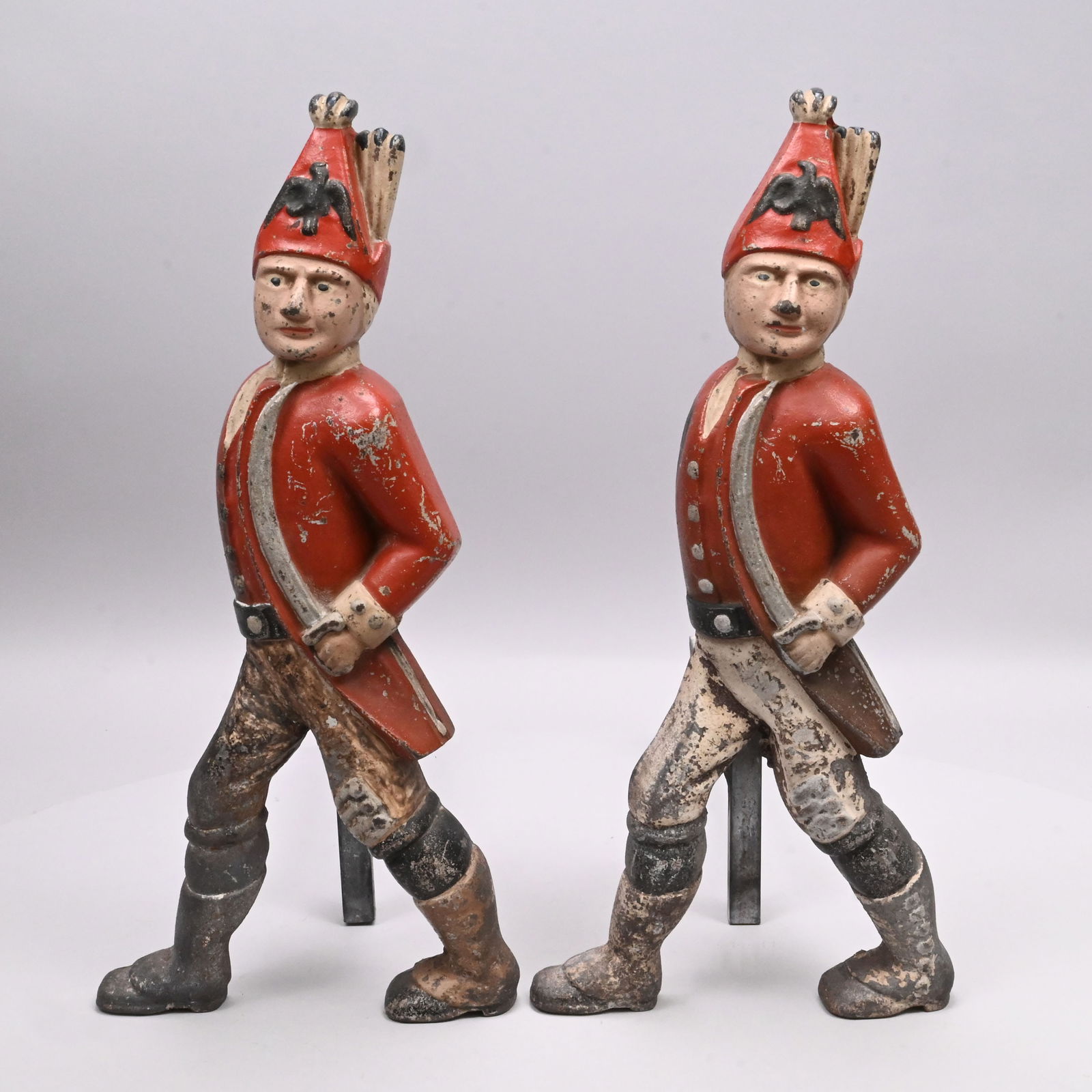 Pair Painted Cast-Iron 'Hessian Soldier' Andirons (1 of 8)