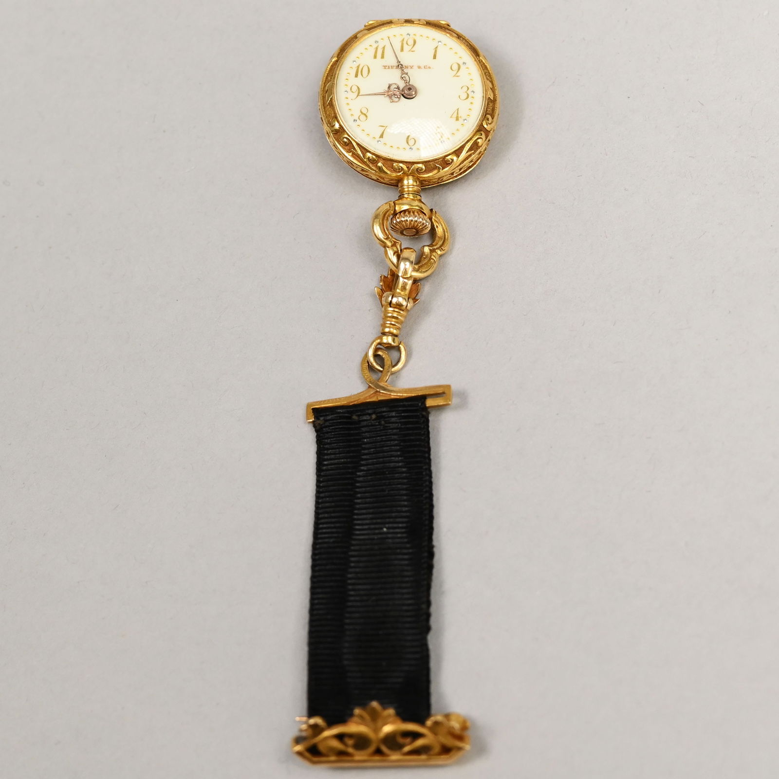 Tiffany & Co. 18K Gold Fob Watch, Ribbon 14K Mount (1 of 11)