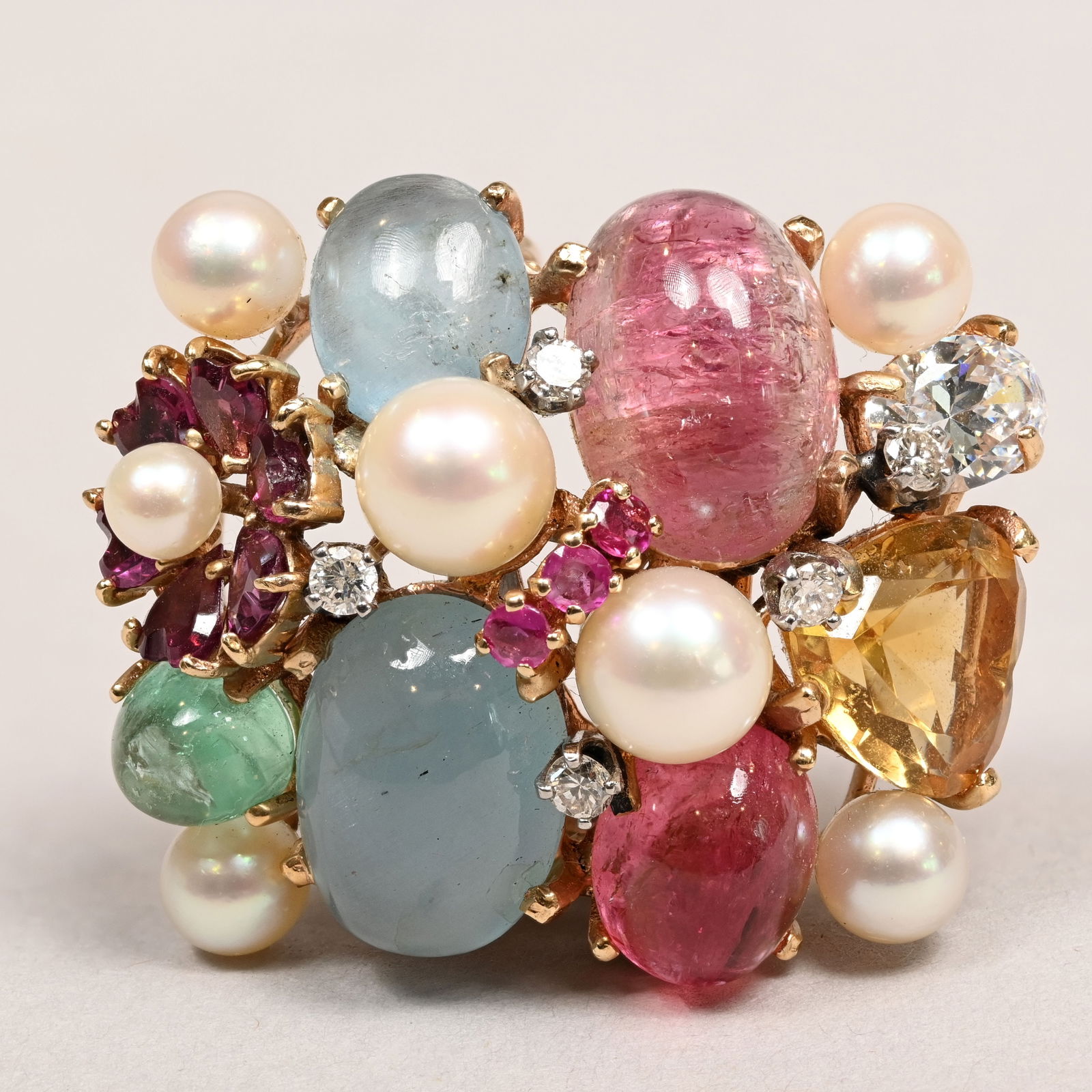 14k "Tutti Frutti" Brooch, Attrib. Seaman Schepps (1 of 3)