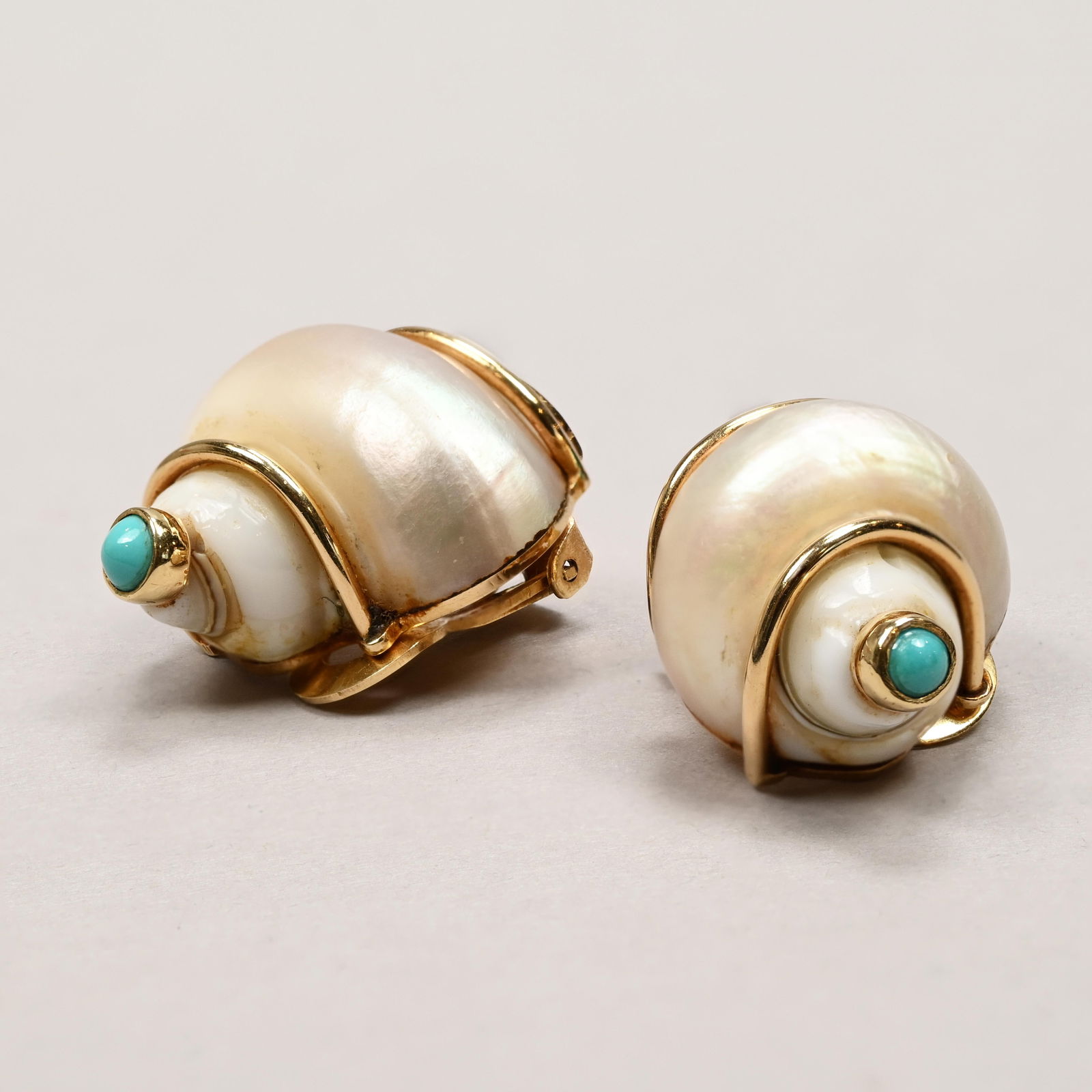 Pair of Seaman Schepps 14k 'Turbo Shell' Earrings (1 of 3)