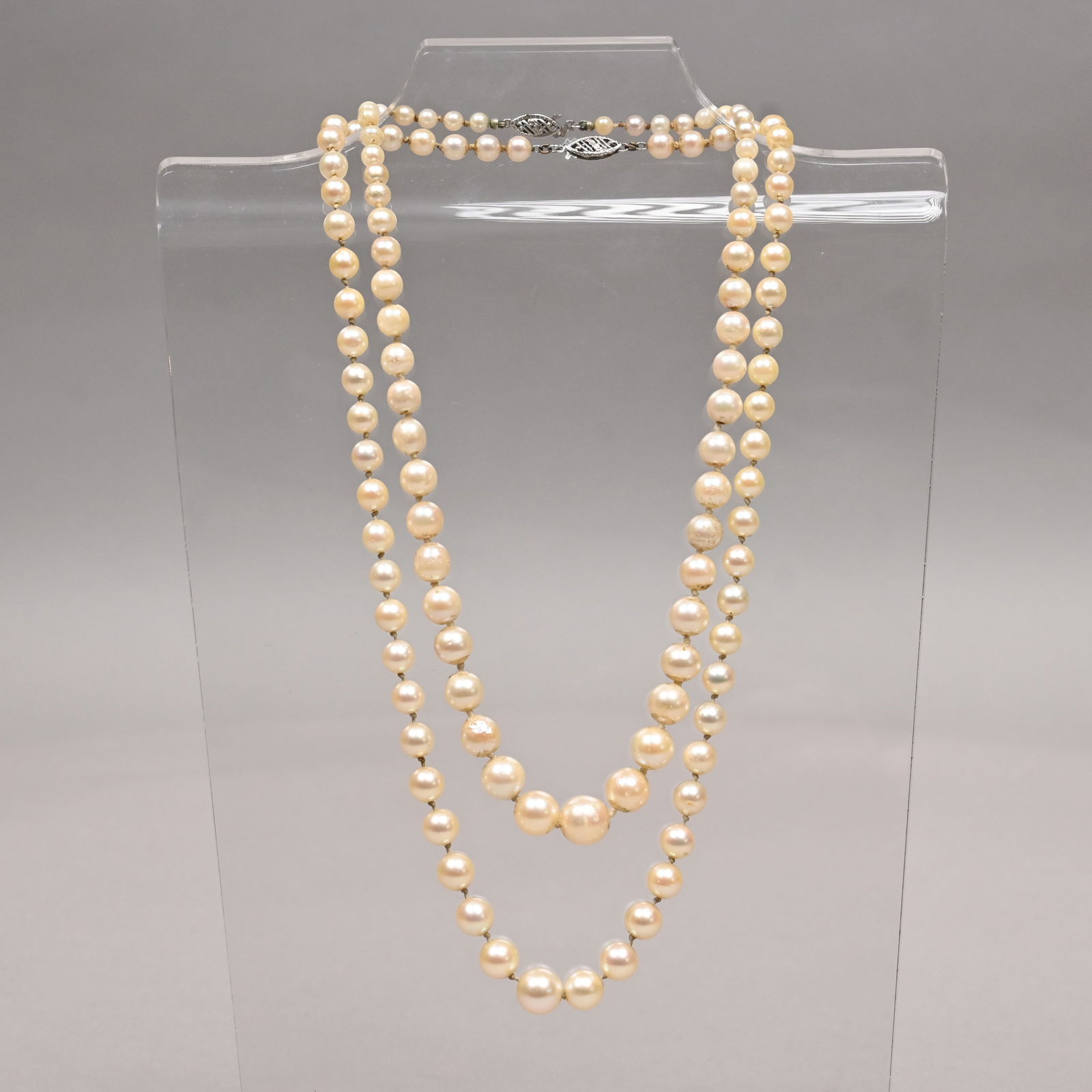 Two Pearl Necklaces with 10k Yellow Gold Clasps (1 of 5)