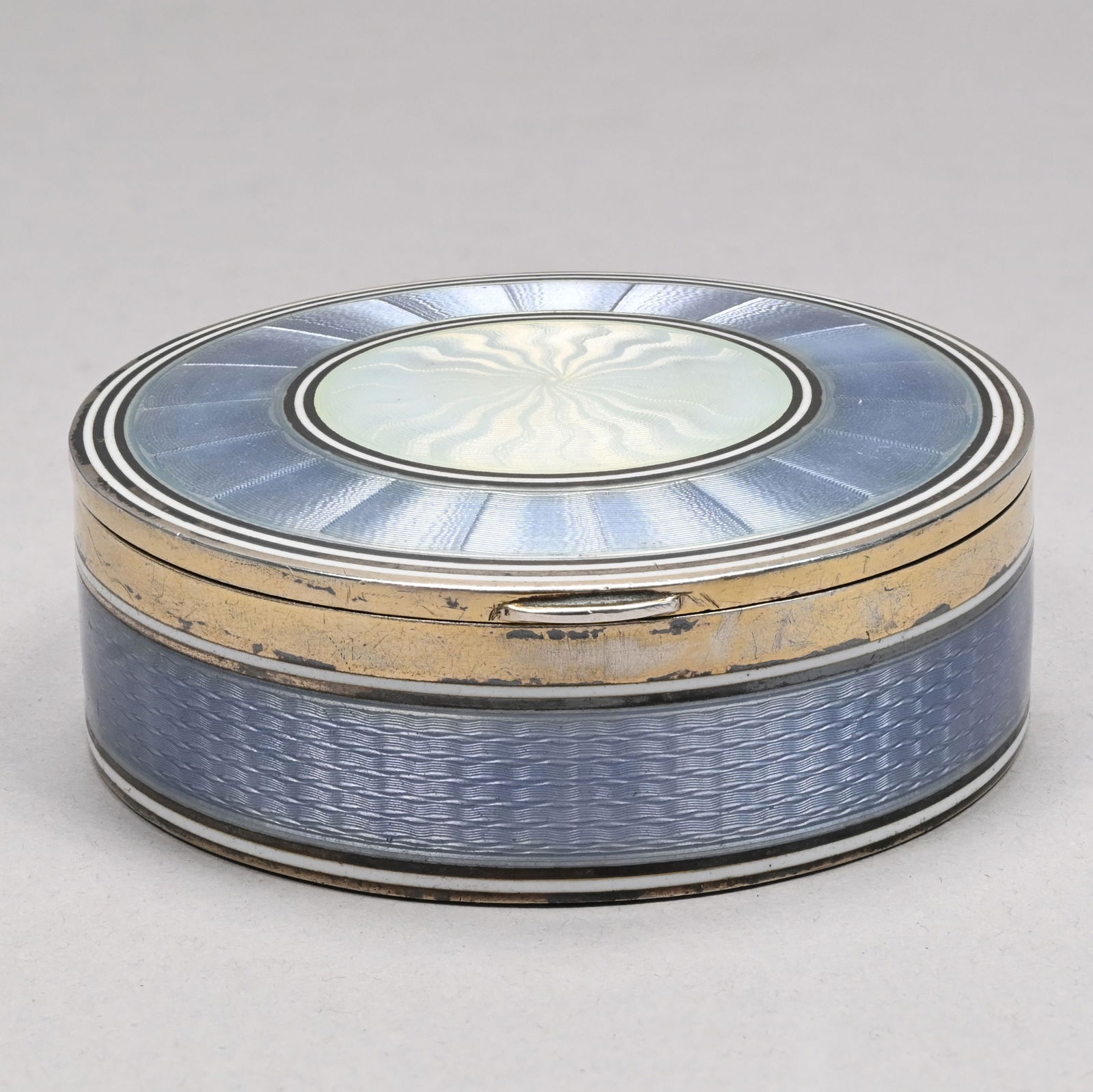 German Silver-Gilt & Guilloche Enamel Circular Box (1 of 6)