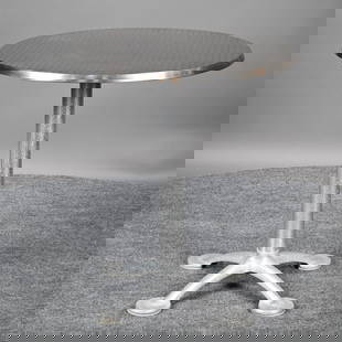 Jorge Pensi for AMAT-3/Knoll Aluminum Bistro Table: Jorge Pensi for AMAT-3/ Knoll Cast Aluminum and Steel Bistro Table, 2000s. Originally designed by Jorge Pensi (b. 1946, Buenos Aires, Argentina) for AMAT-3 in 1988, manufactured by Knoll in the 2000s.