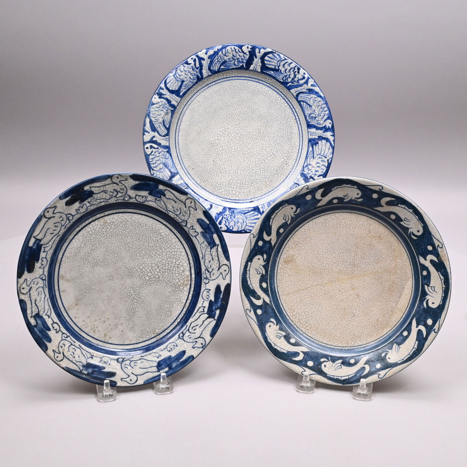 Three Dedham Pottery Plates: Duck, Turkey &Dolphin (1 of 8)
