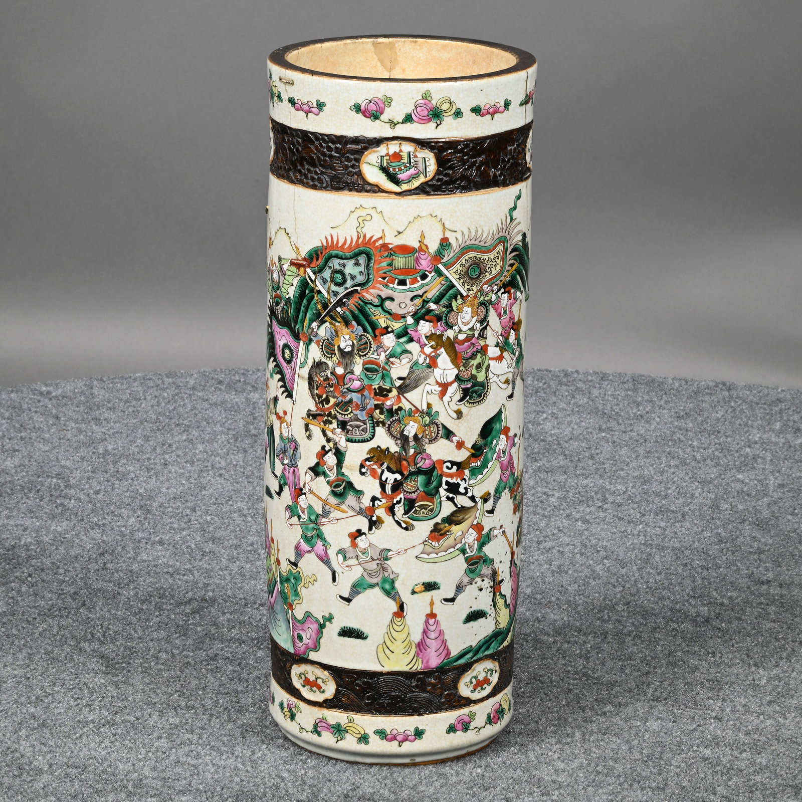 Chinese Export Porcelain Fami Verte Umbrella Stand (1 of 13)