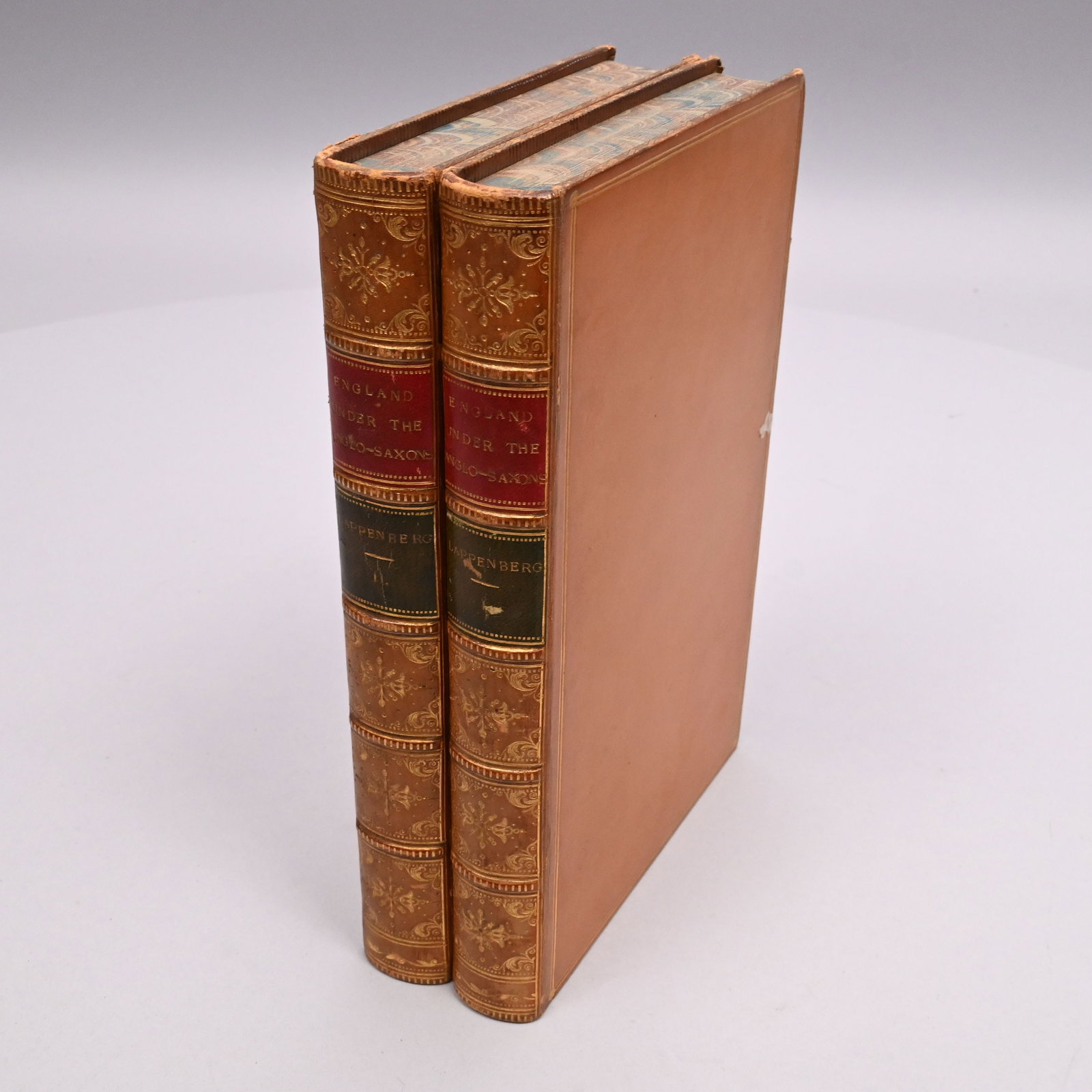 Benjamin Thorpe - "A History of England...": Benjamin Thorpe, F.S.A. "A History of England Under the Anglo-Saxon Kings." London: John Murray, 1845. 2 vols. Translated from the German of Dr. J.M. Lappenberg by Benjamin Thorpe, marbled flyleaves a