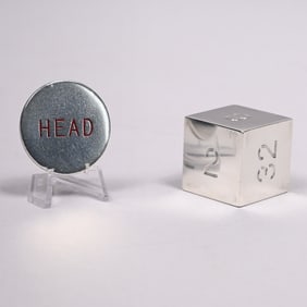 Tiffany & Co. Silver Backgammon Cube & a Flip Coin