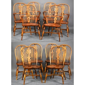 Set of Twelve English Windsor Custom Dining Chairs