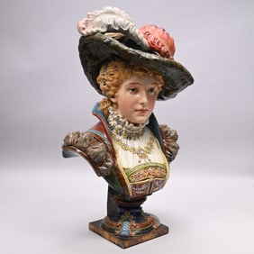 Continental Majolica Bust of a Woman