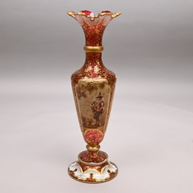 Bohemian Glass Vase, Attrib to Ludwig Moser & Sons
