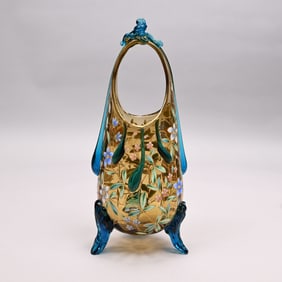 Bohemian Enamelled Glass Vase, Ludwig Moser & Sons