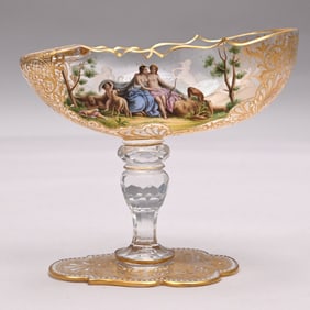 Austrian Enamelled Glass Sweetmeat Coupe, Lobmeyr