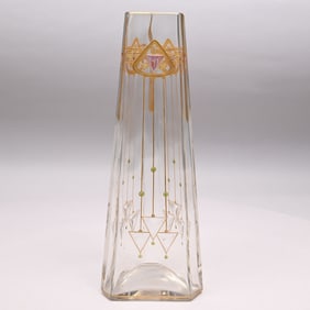 Vienna Secessionist Glass Vase, AttribJosef Riedel